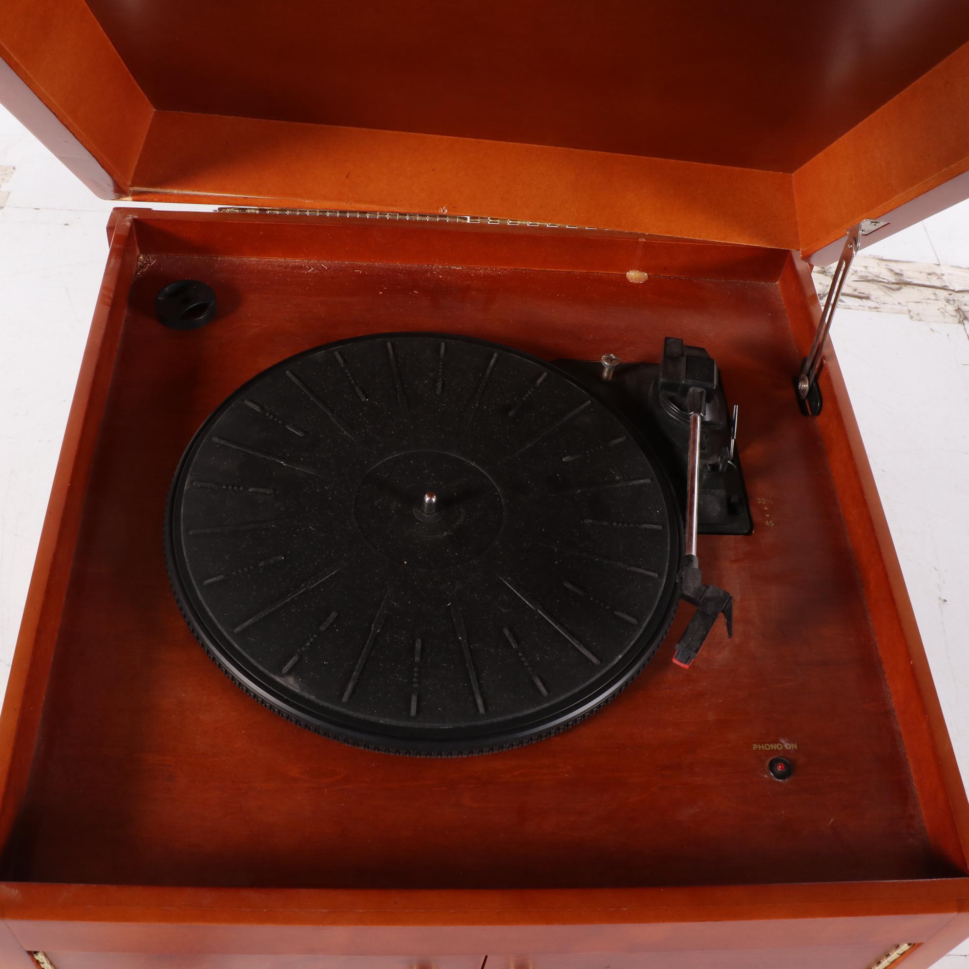 Crosley "CR87CD" Turntable Console with AM/FM Receiver, CD, and Cassette Player