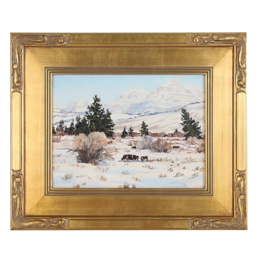 Carol Swinney Oil Painting "Winter in the Du Noir Valley", 2000