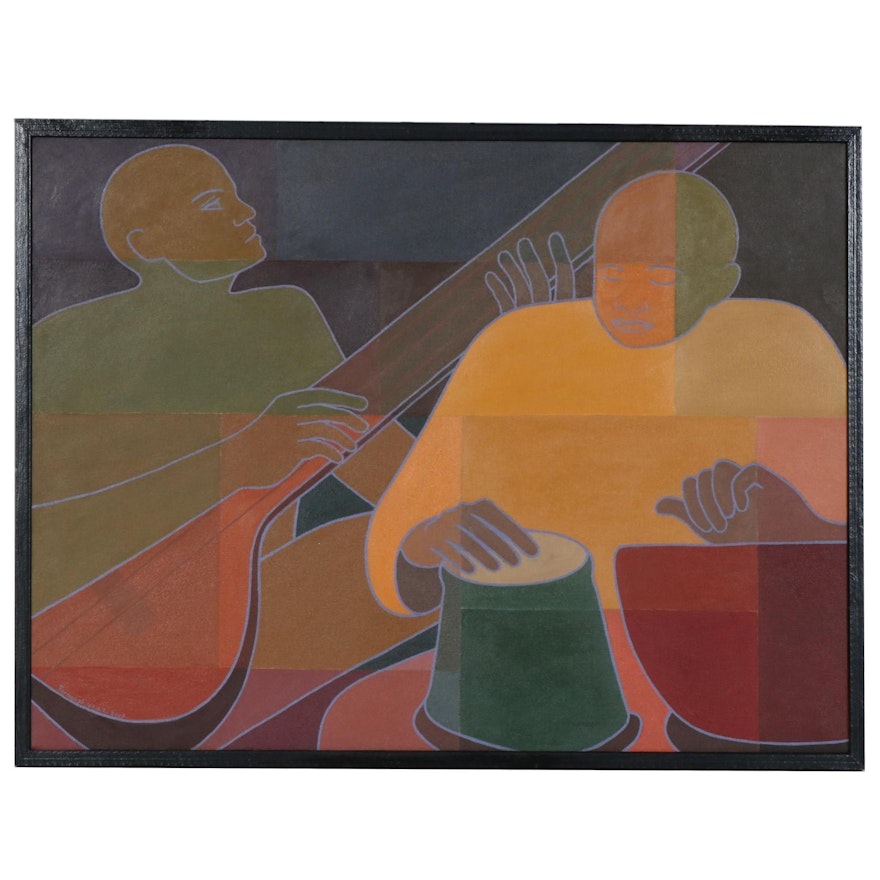 Farnoosh Lanjani Oil Painting "Indian Musicians", 2007