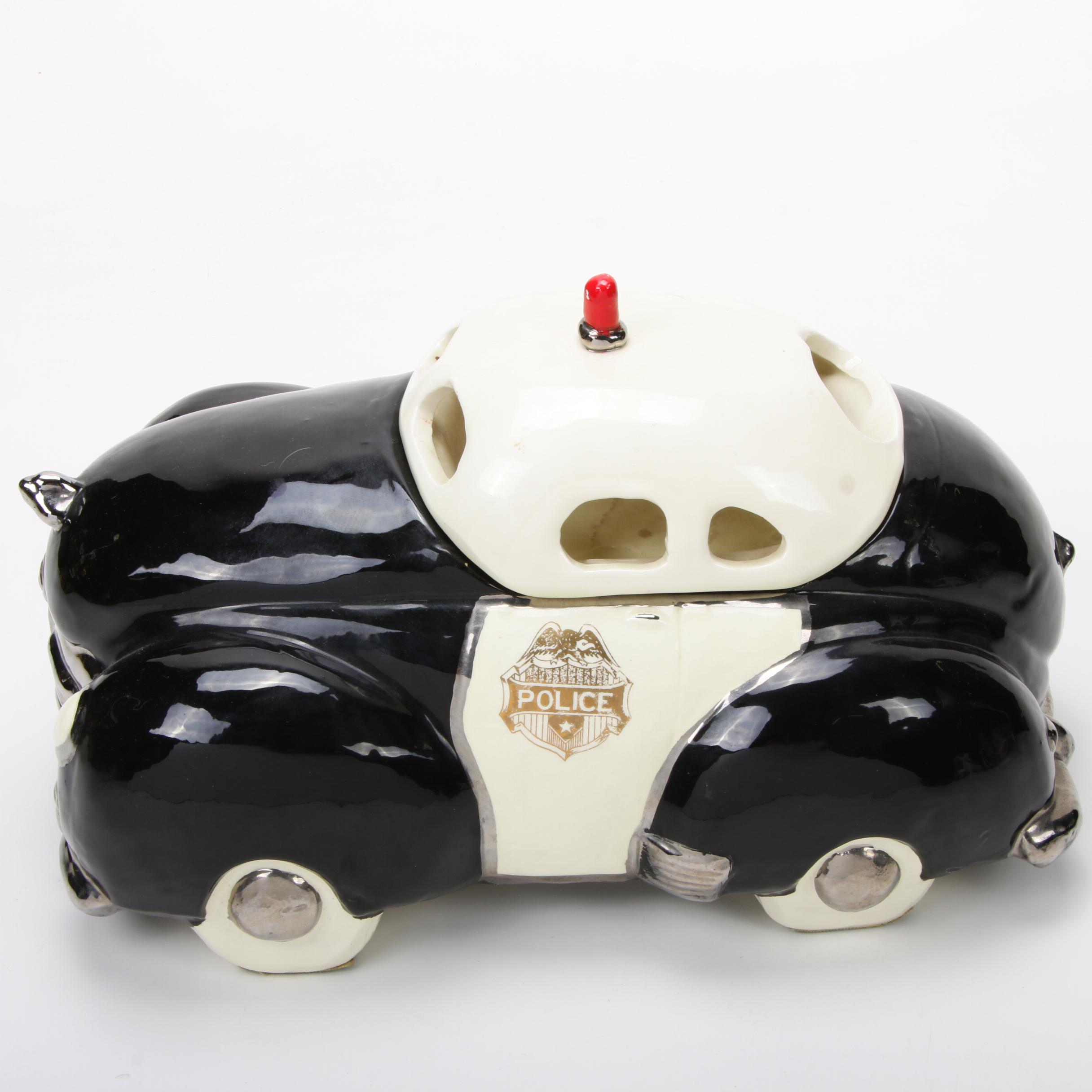 Glenn Appleman Hand-Painted Ceramic Police Patrol Car Cookie Jar, 1978