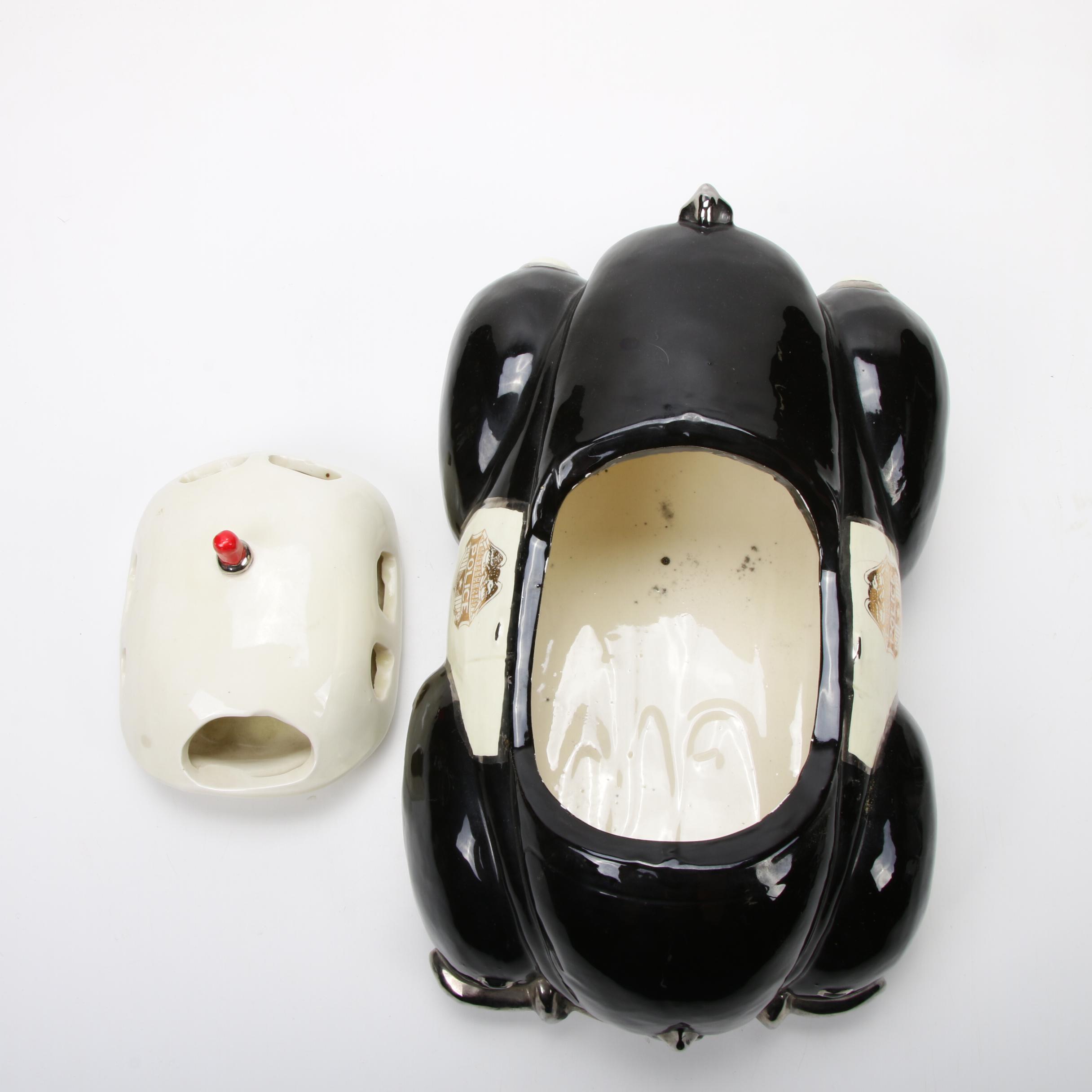 Glenn Appleman Hand-Painted Ceramic Police Patrol Car Cookie Jar, 1978