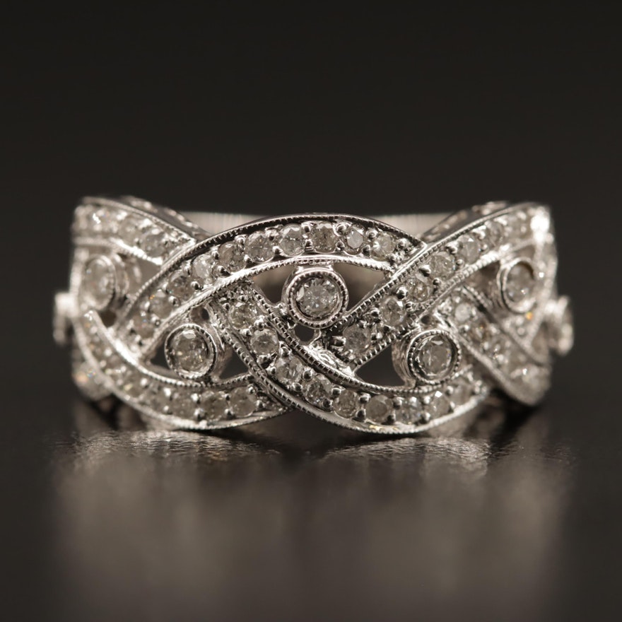 14K Diamond Ring with Braided Design