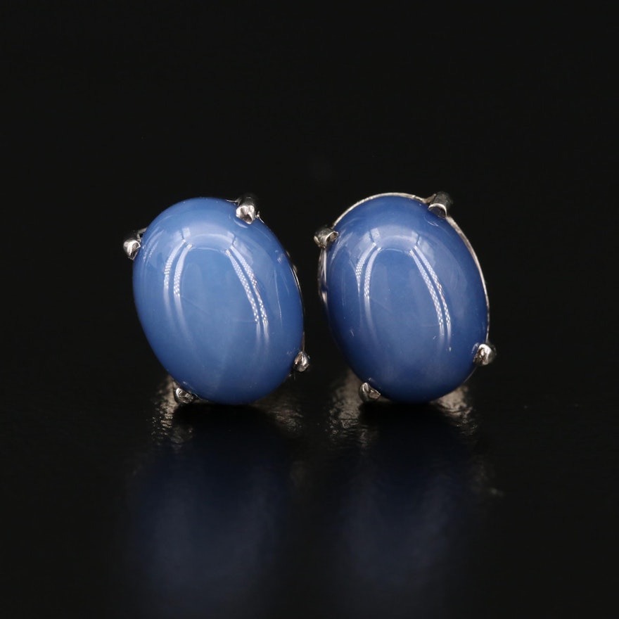 14K Star Sapphire Stud Earrings