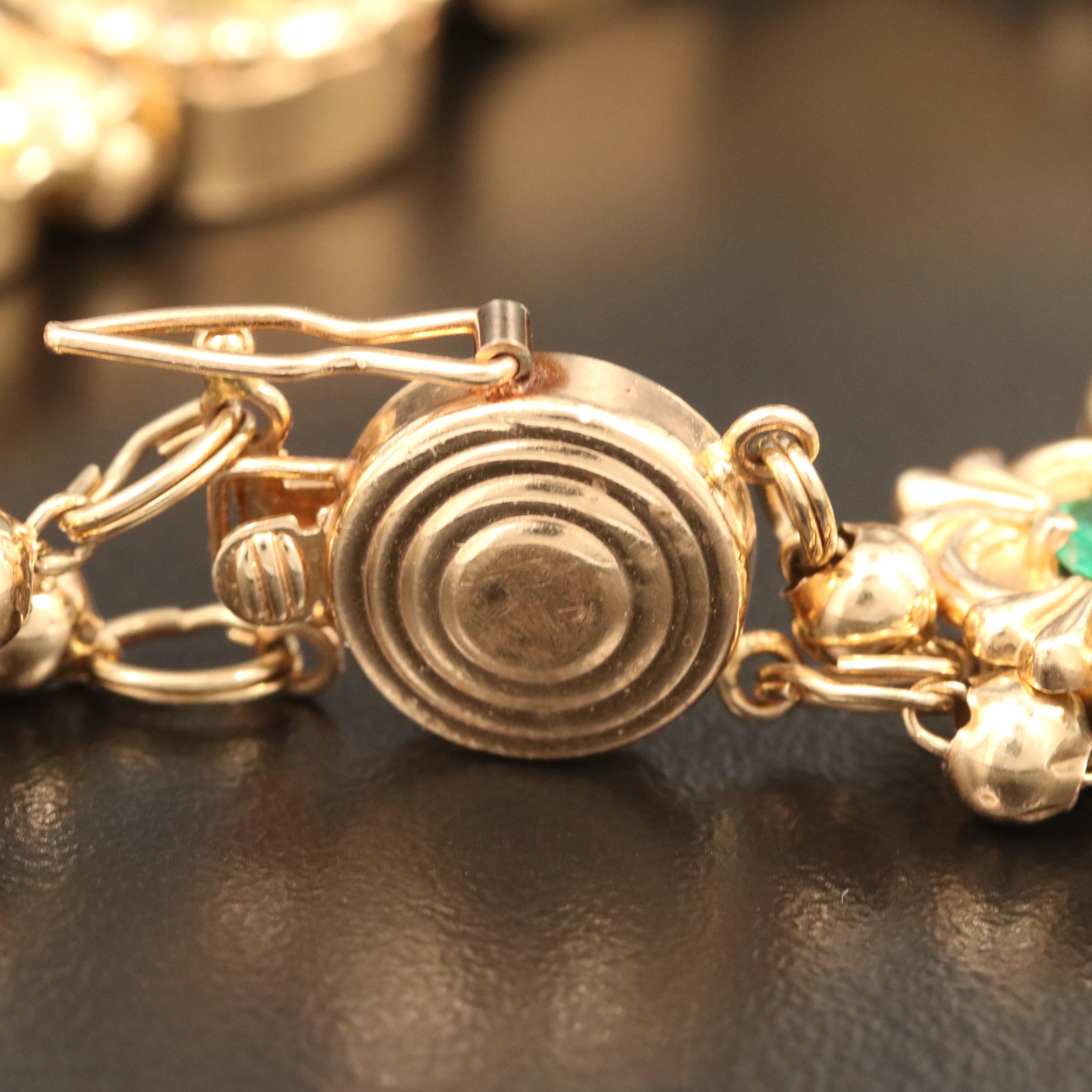 Vintage 14K and 10K Gold Multi-Gemstone Slide Charm Bracelet
