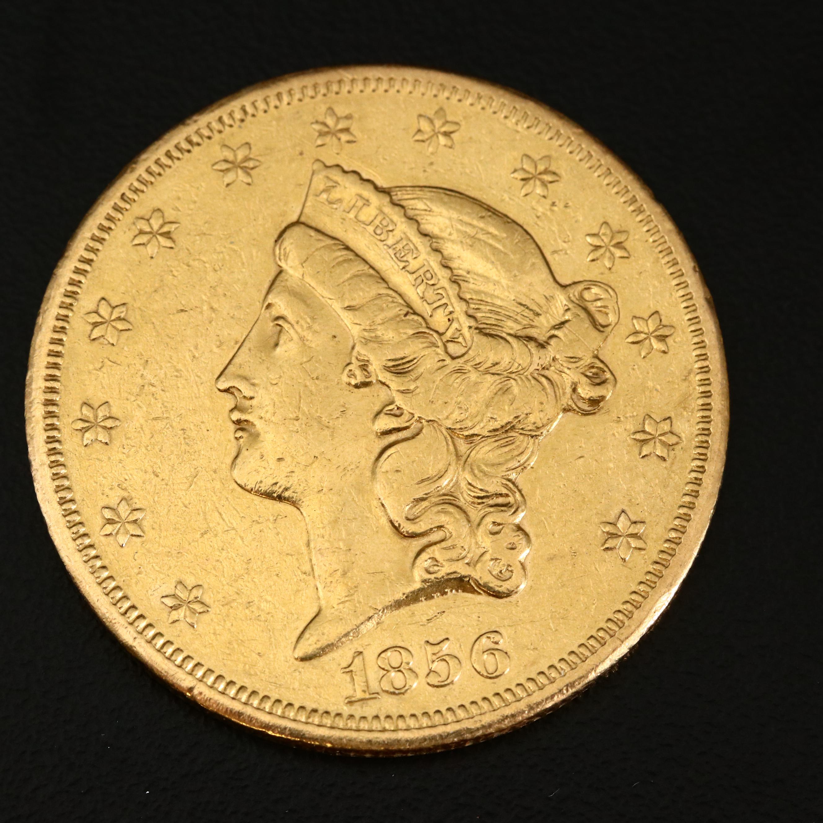1856-S Liberty Head $20 Gold Double Eagle Coin