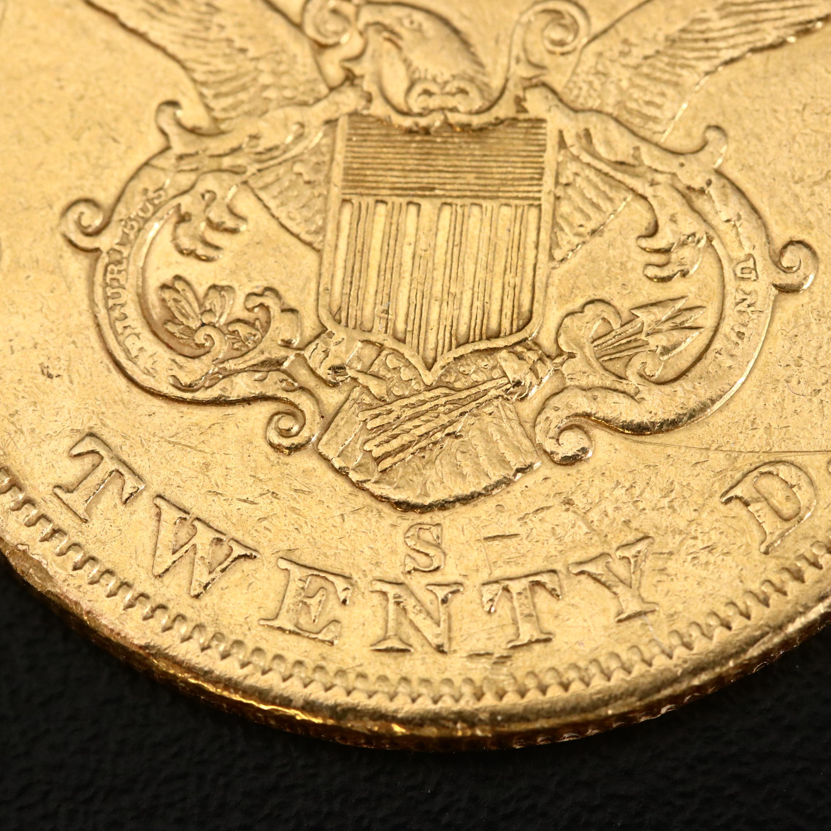 1856-S Liberty Head $20 Gold Double Eagle Coin