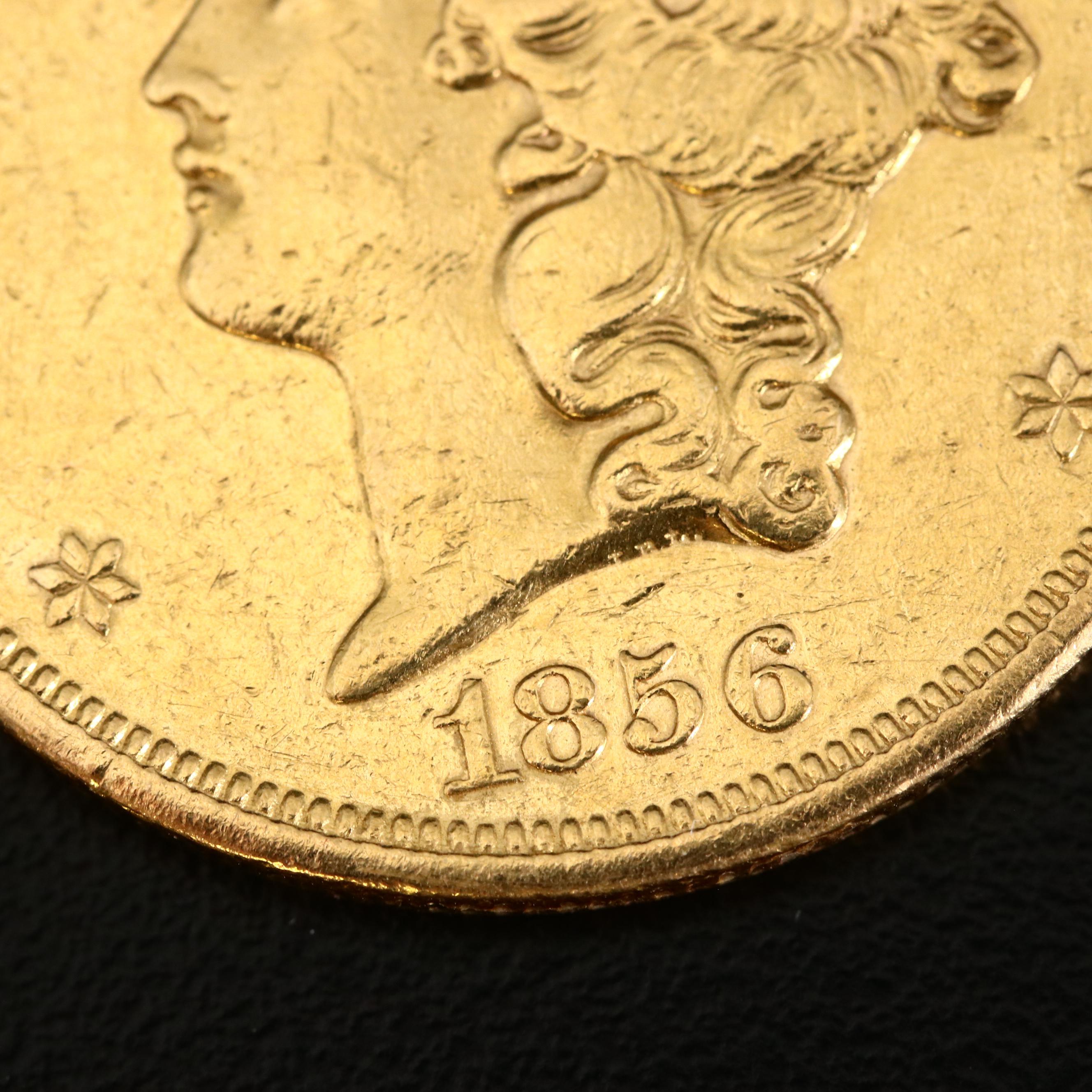 1856-S Liberty Head $20 Gold Double Eagle Coin
