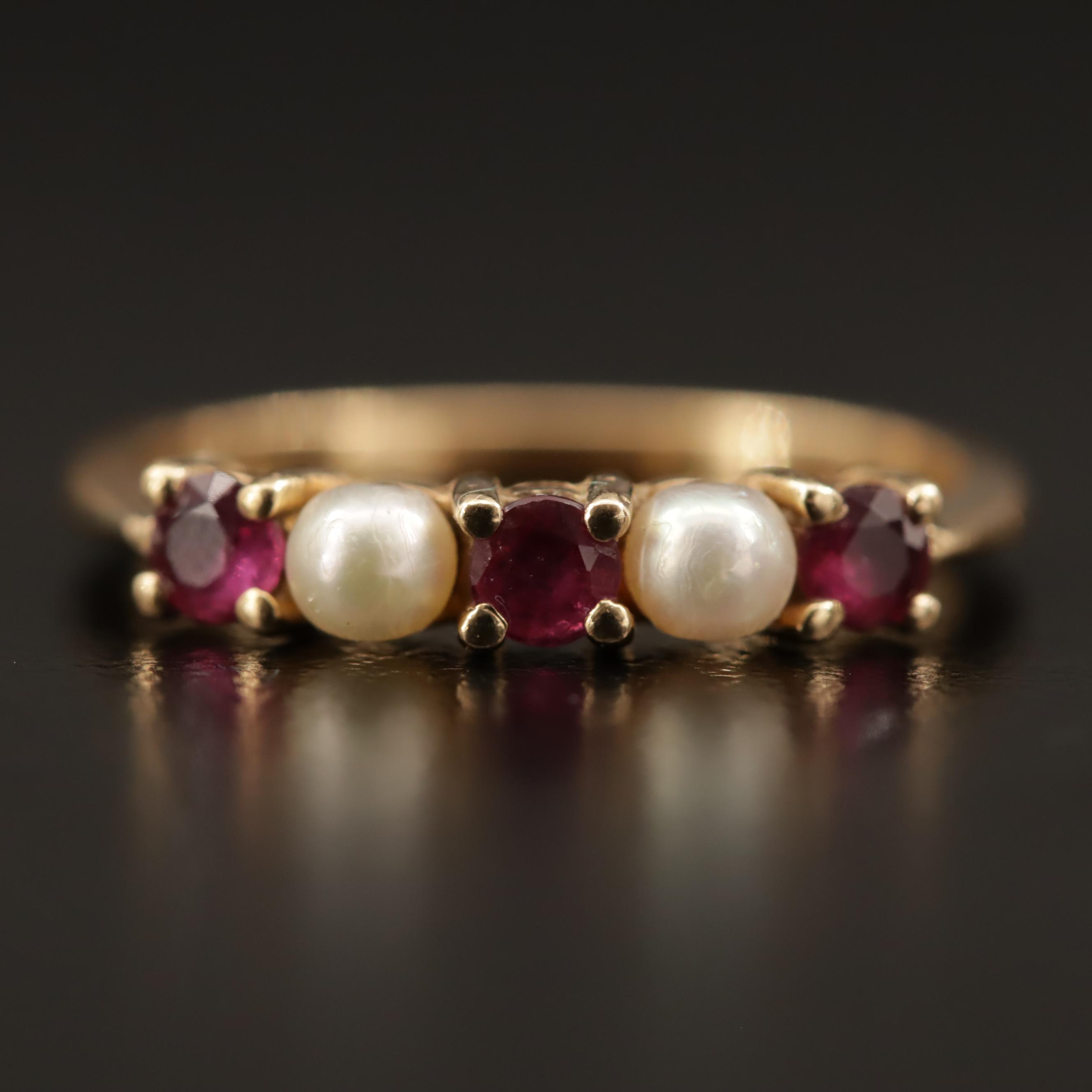 Vintage Tiffany & Co. 14K Ruby and Pearl Ring