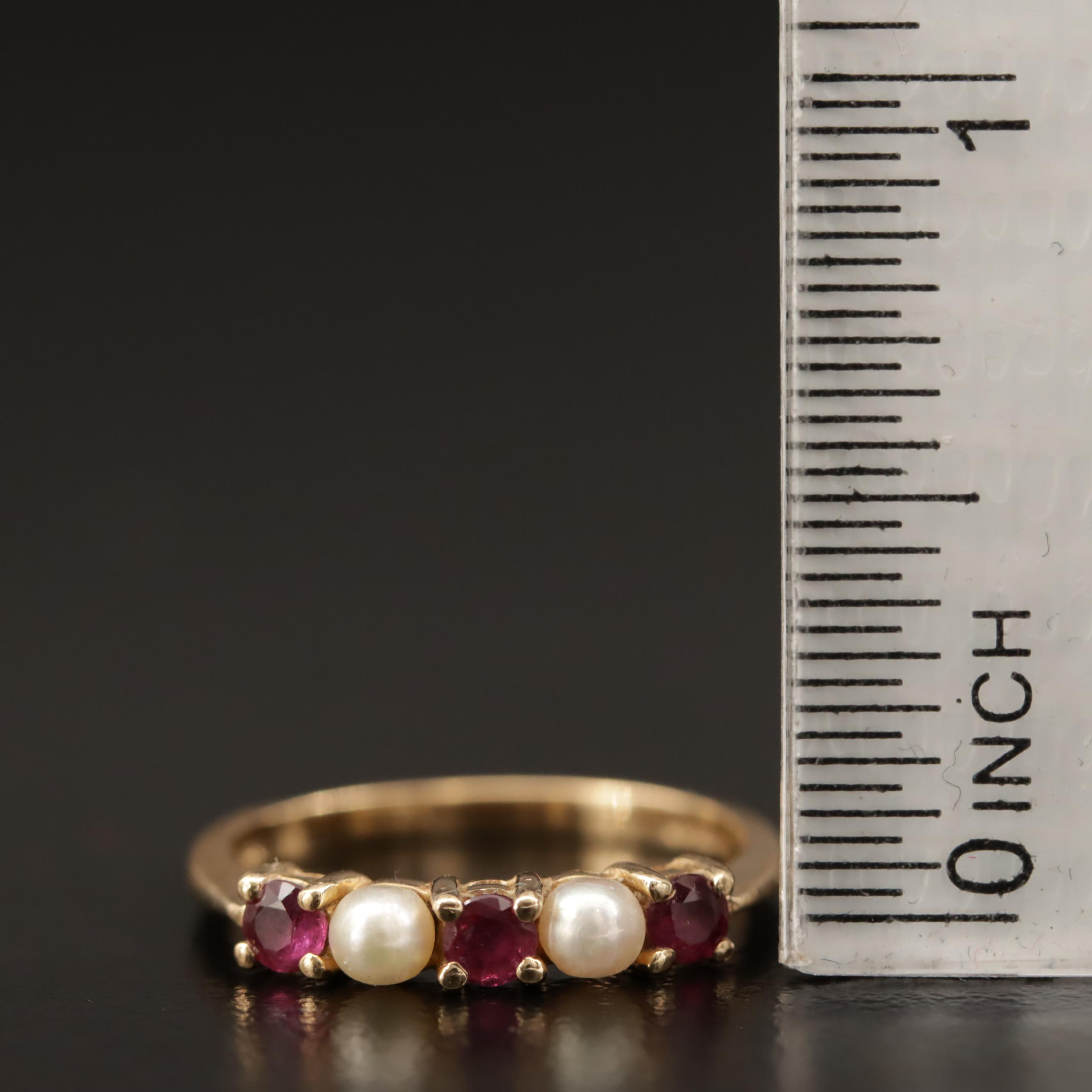 Vintage Tiffany & Co. 14K Ruby and Pearl Ring