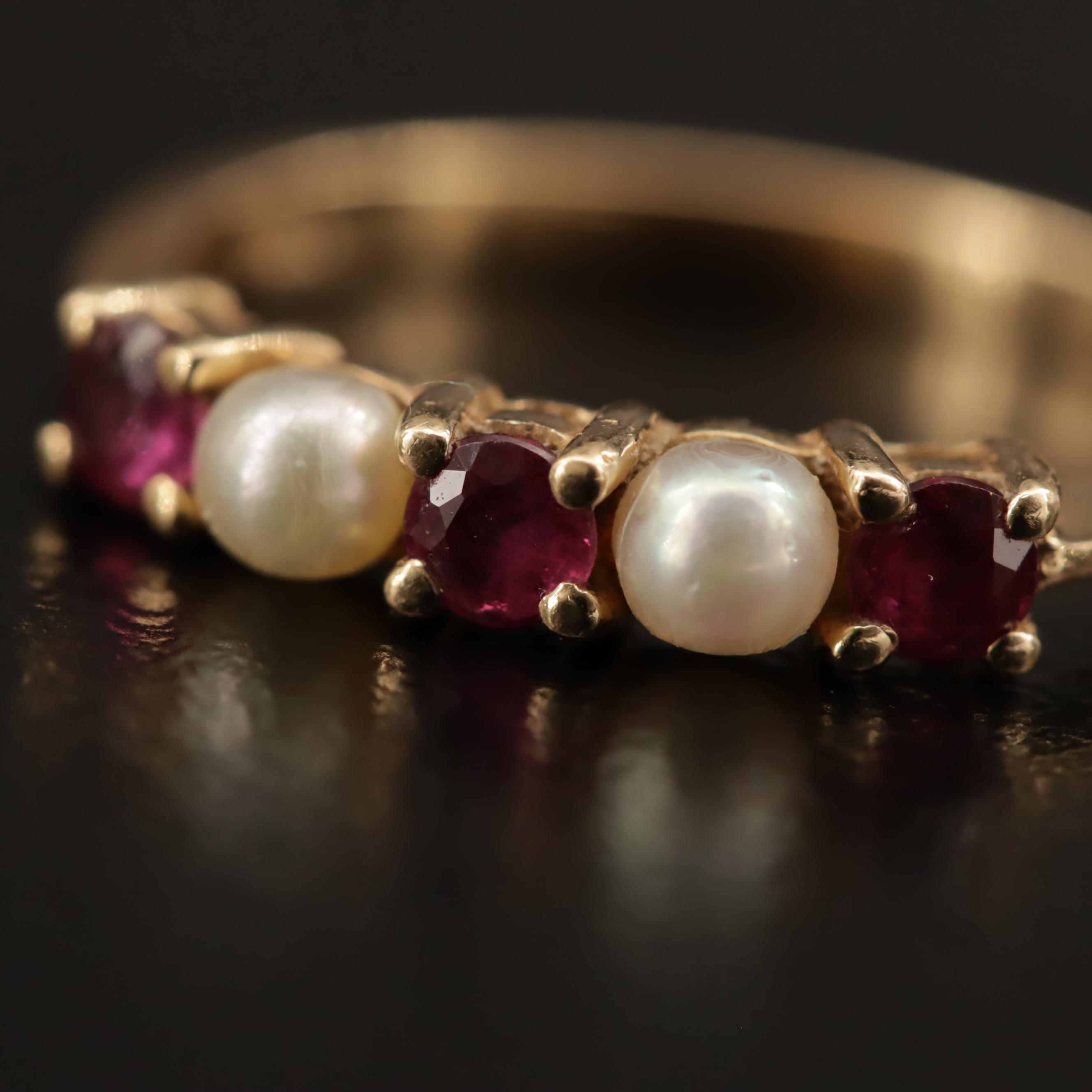 Vintage Tiffany & Co. 14K Ruby and Pearl Ring