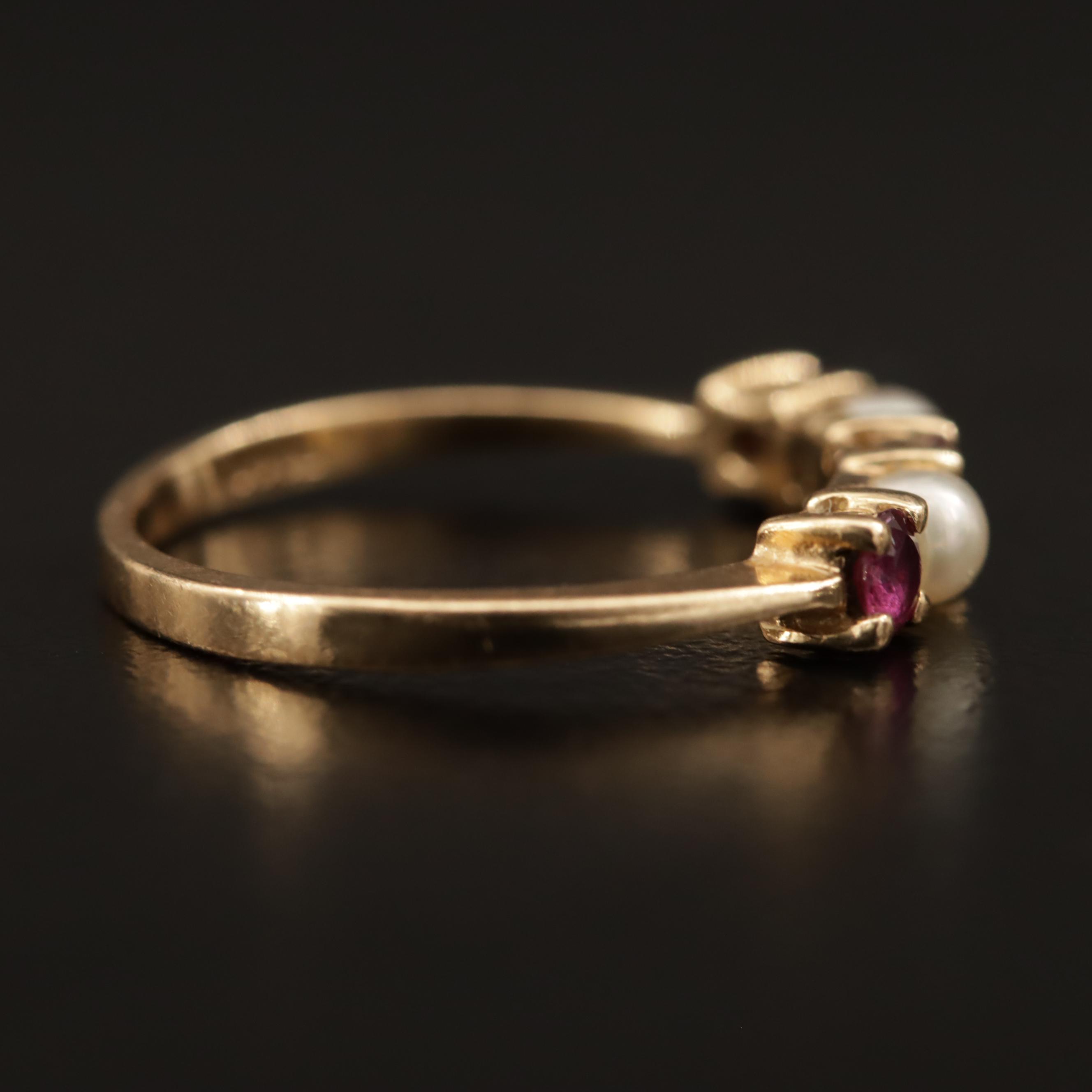 Vintage Tiffany & Co. 14K Ruby and Pearl Ring