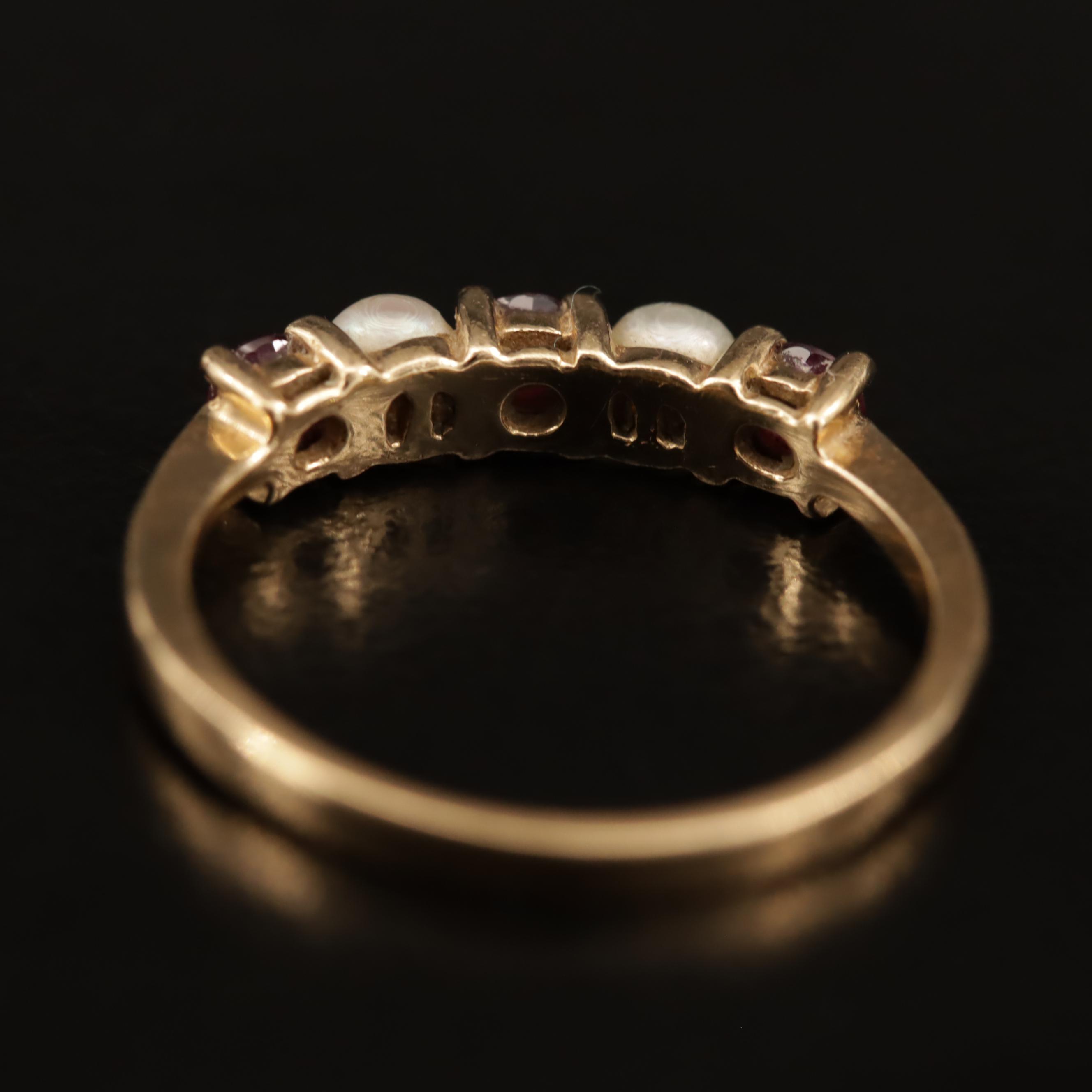 Vintage Tiffany & Co. 14K Ruby and Pearl Ring