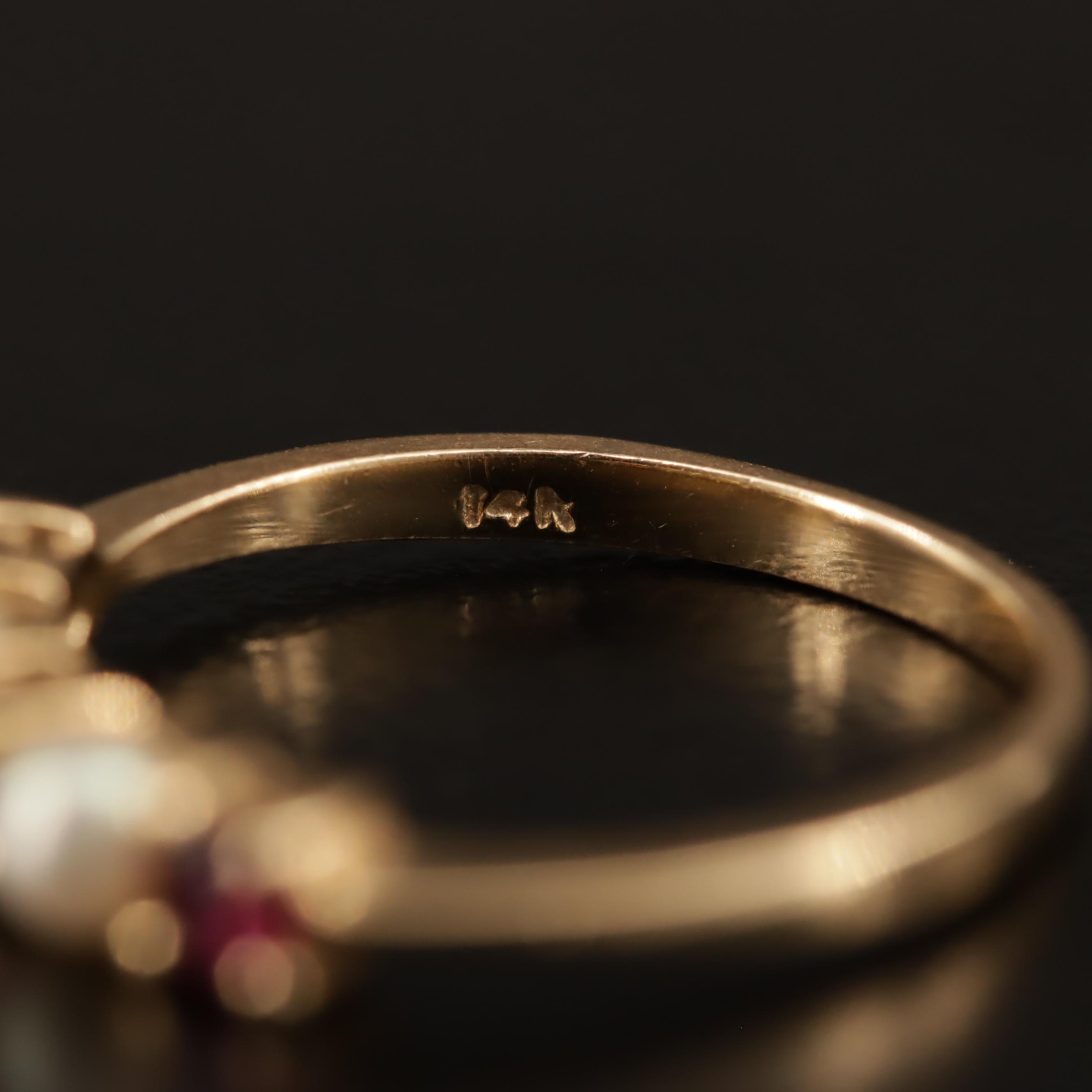 Vintage Tiffany & Co. 14K Ruby and Pearl Ring