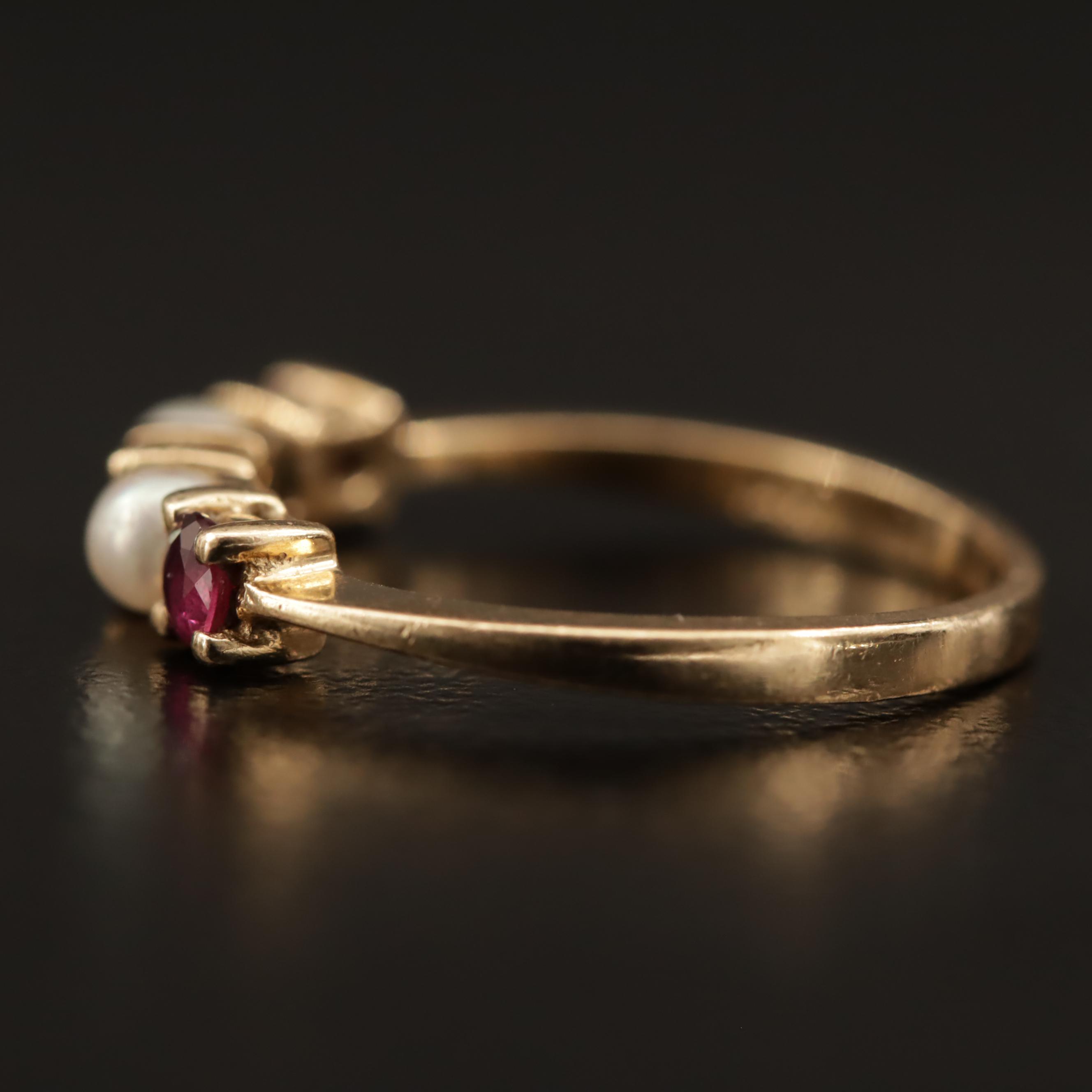 Vintage Tiffany & Co. 14K Ruby and Pearl Ring