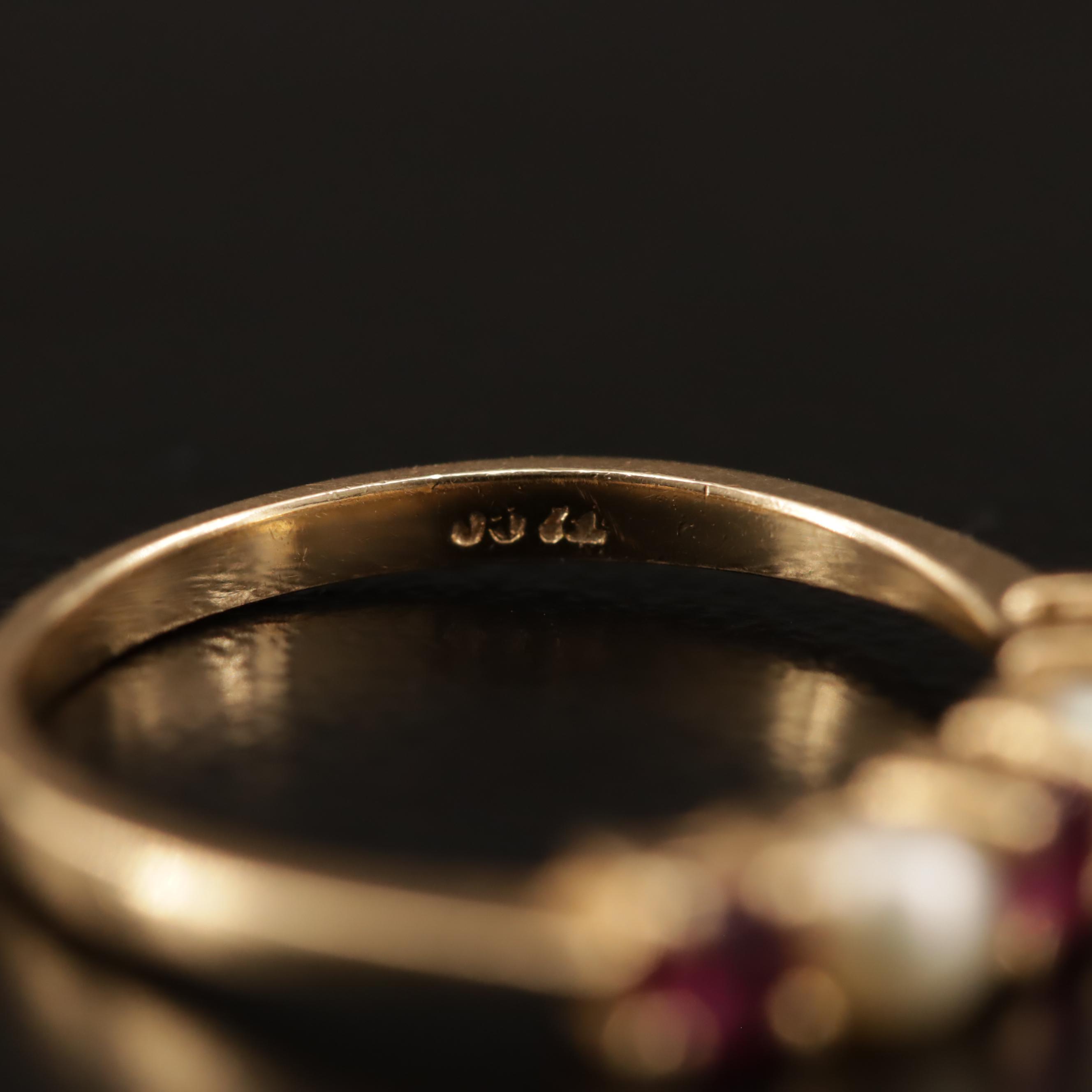 Vintage Tiffany & Co. 14K Ruby and Pearl Ring