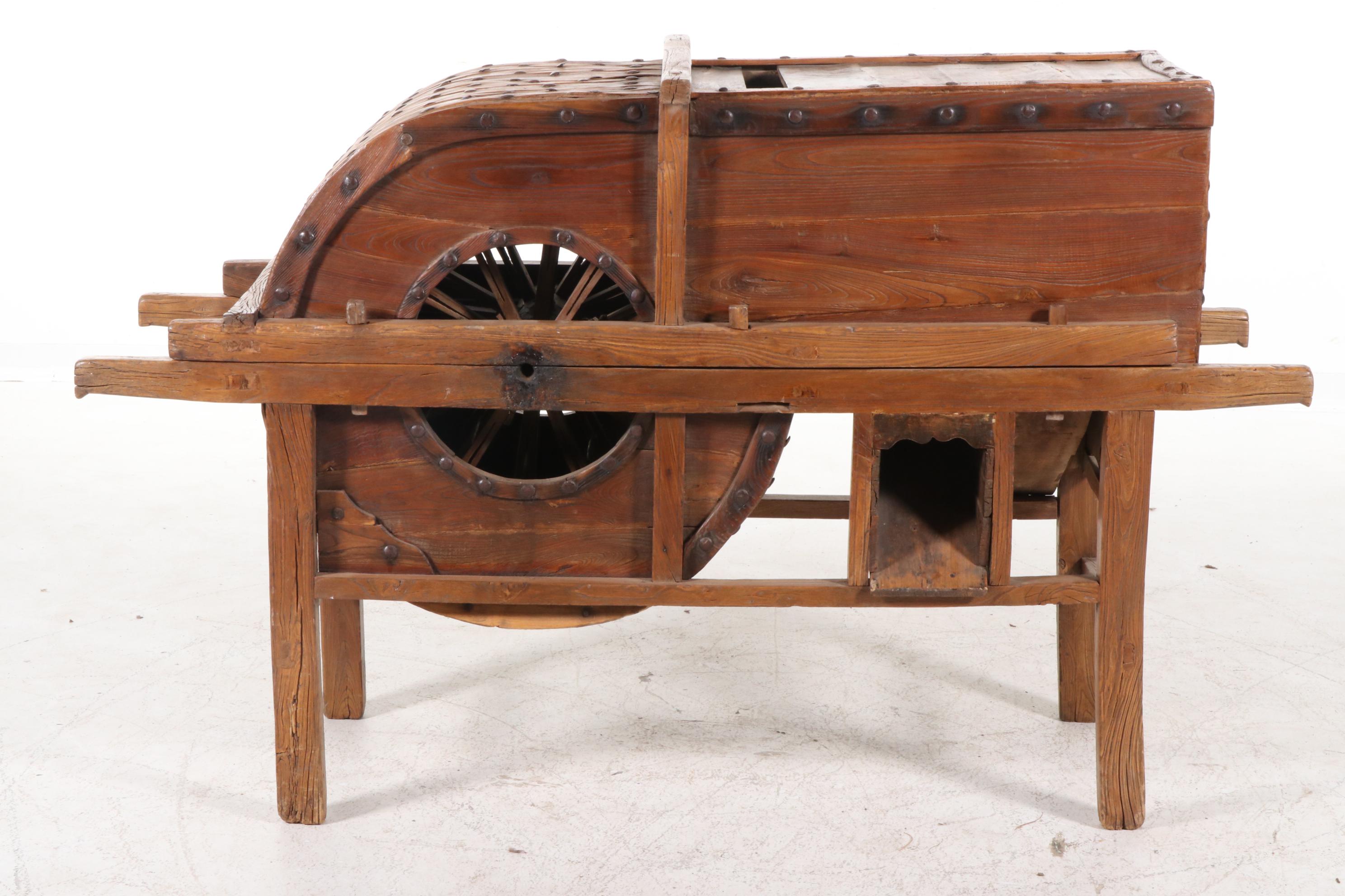 Chinese Hand Crafted Wooden Rice Thresher, Late 19th Century