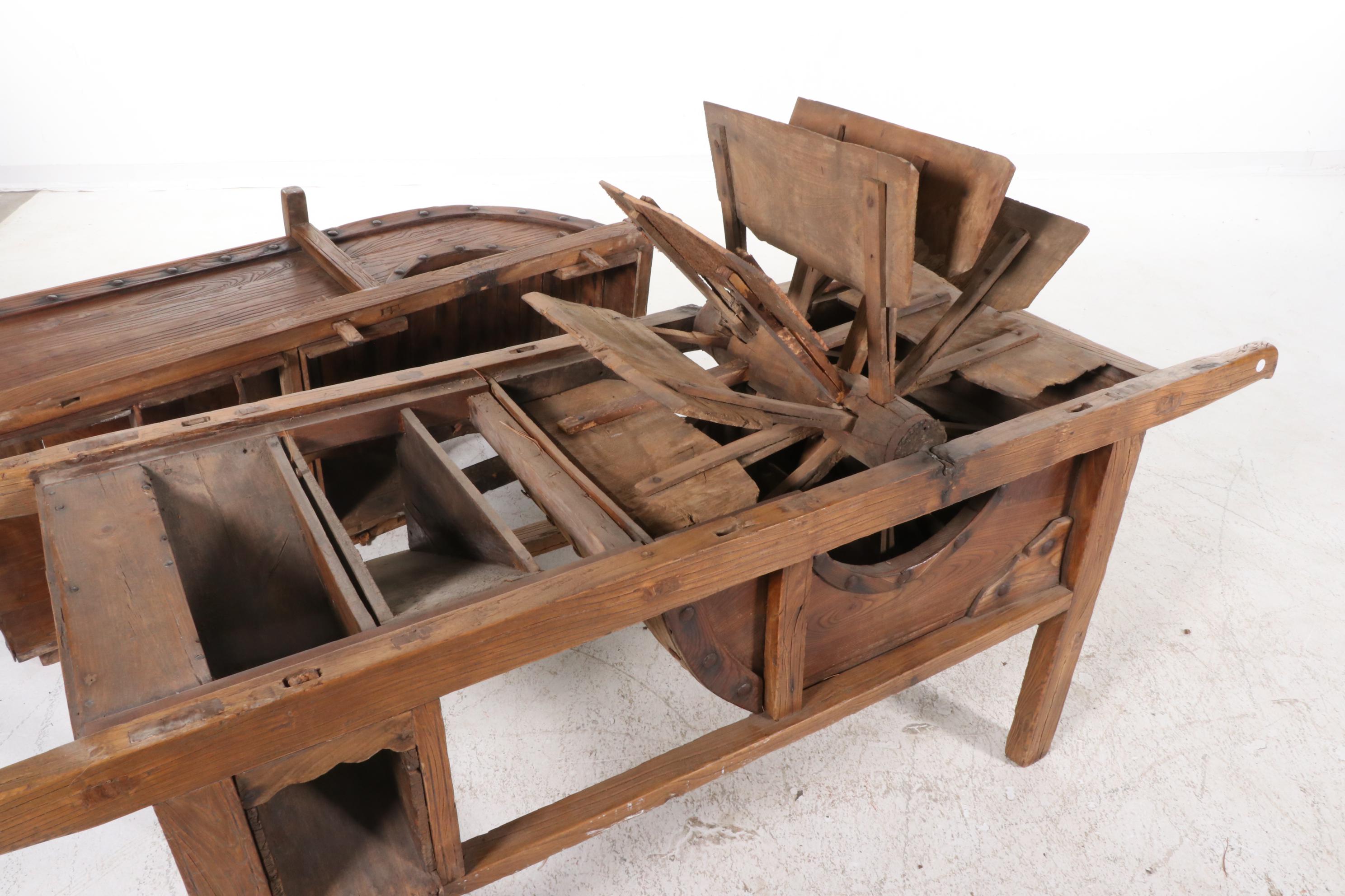 Chinese Hand Crafted Wooden Rice Thresher, Late 19th Century