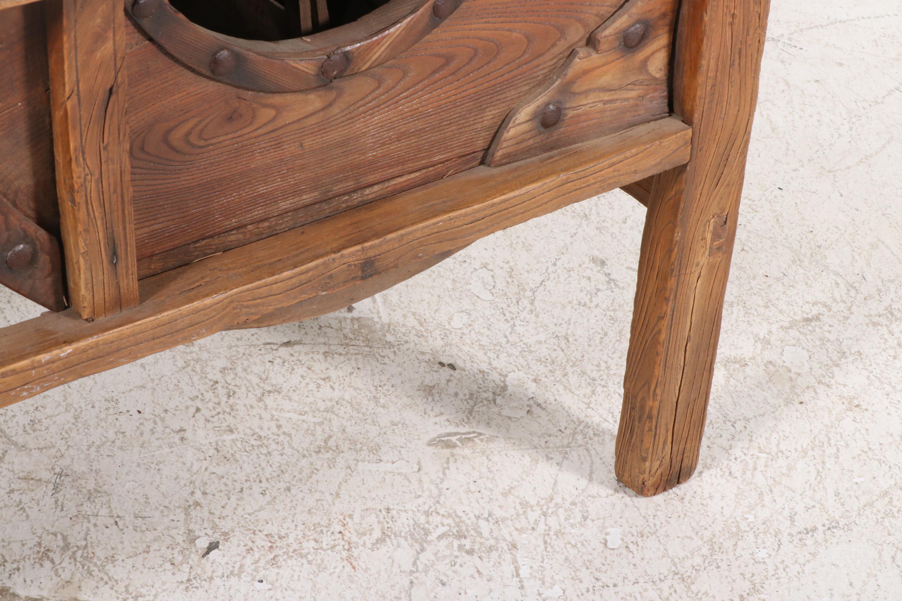 Chinese Hand Crafted Wooden Rice Thresher, Late 19th Century