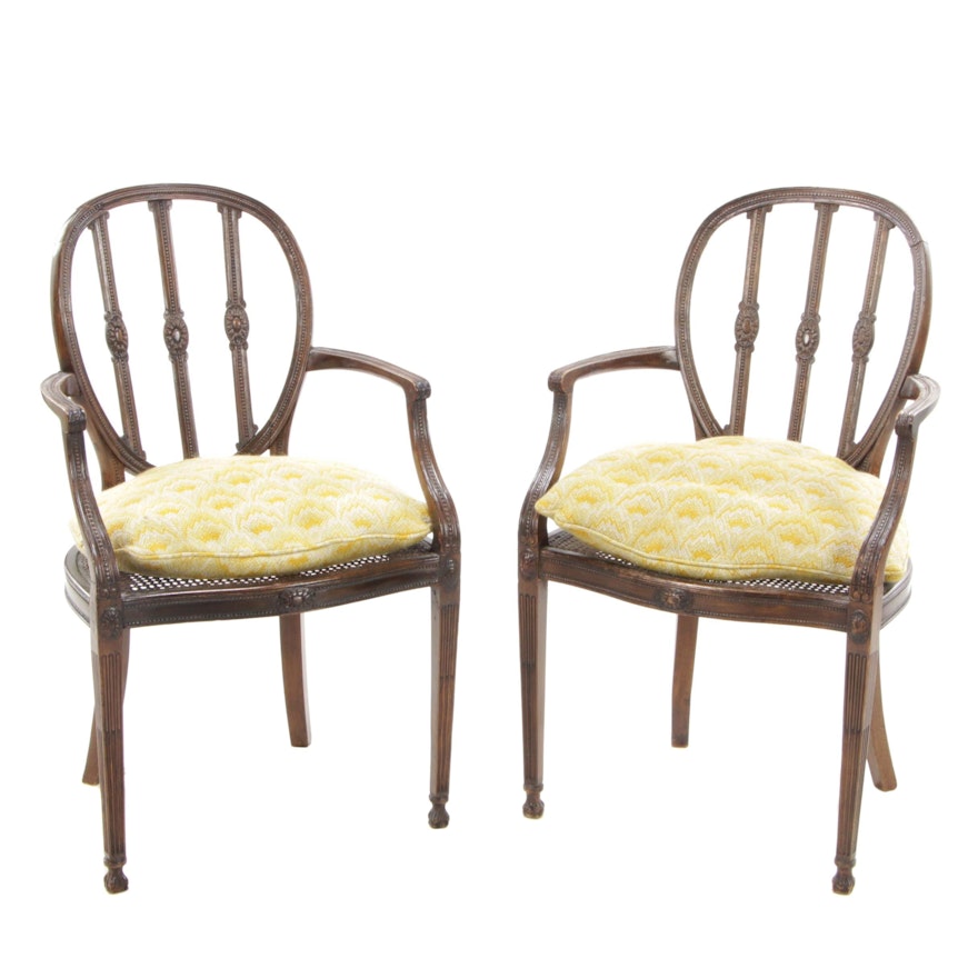 Pair of Edwardian, Adam Style Arm Chairs