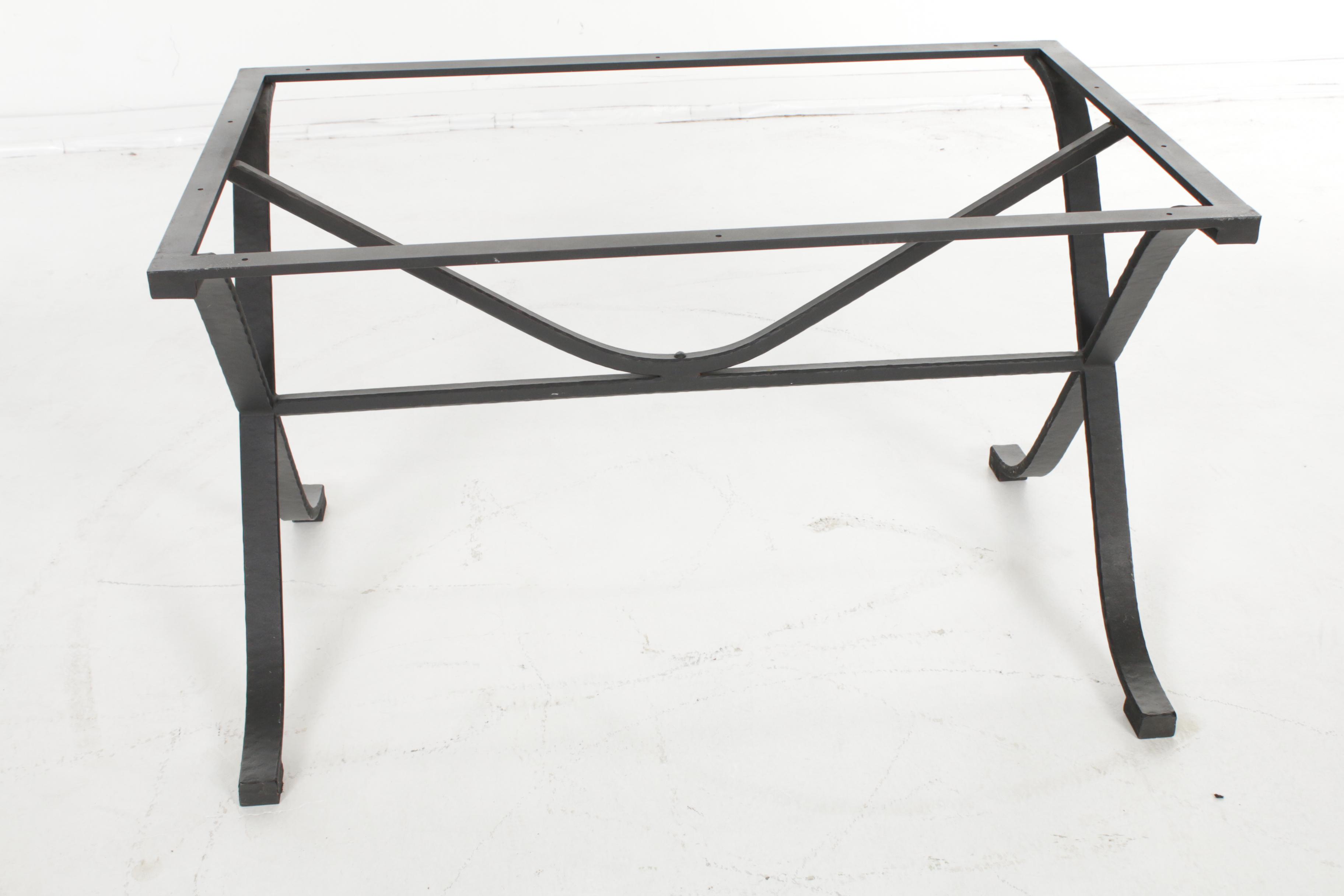 Arhaus Recycled Hammered Copper Top Dining Table with "Arvada" Forged Iron Base