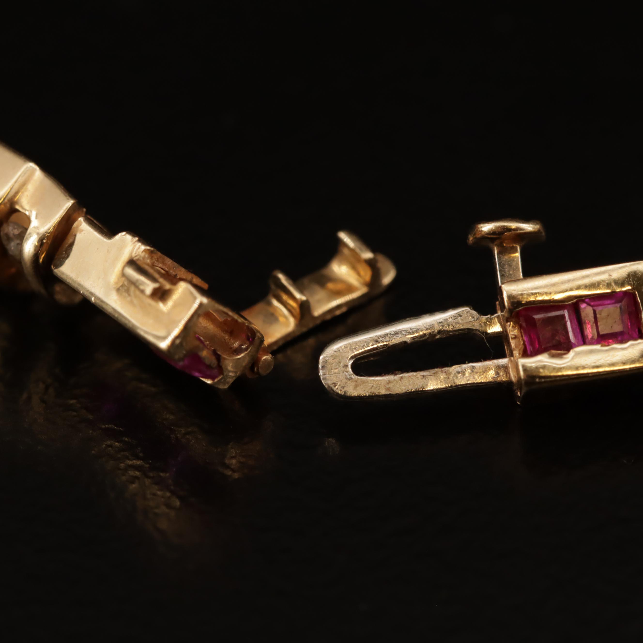 14K Sapphire, Ruby and Diamond Bracelet