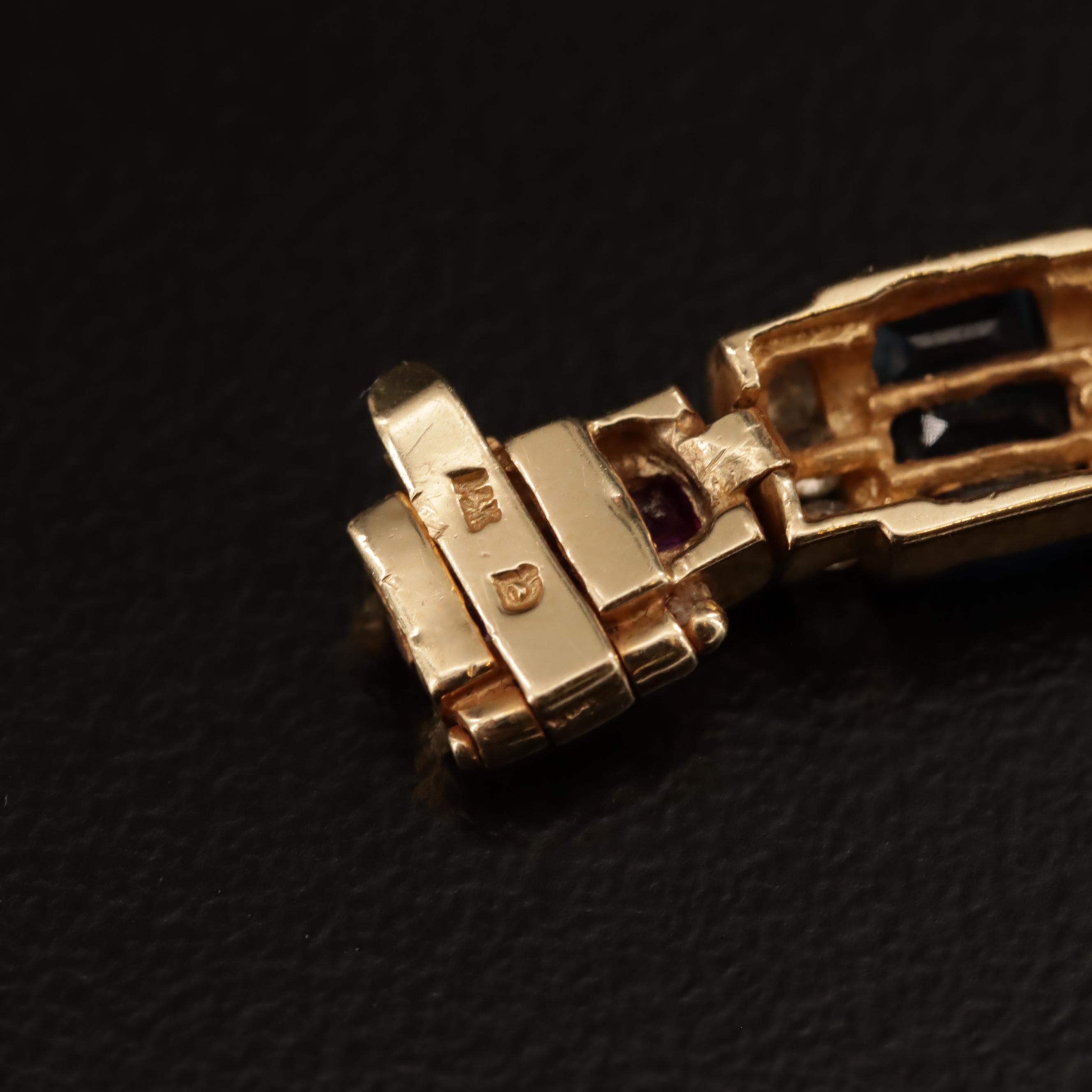 14K Sapphire, Ruby and Diamond Bracelet