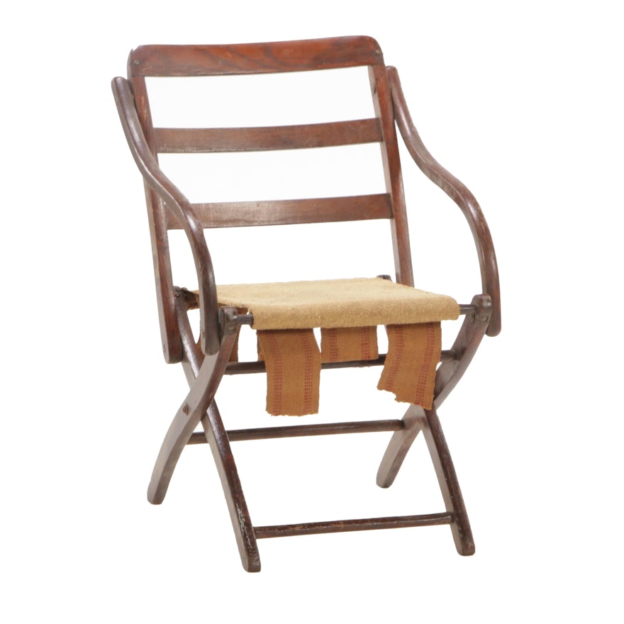 Oak Folding Chair, Early to Mid 20th Century