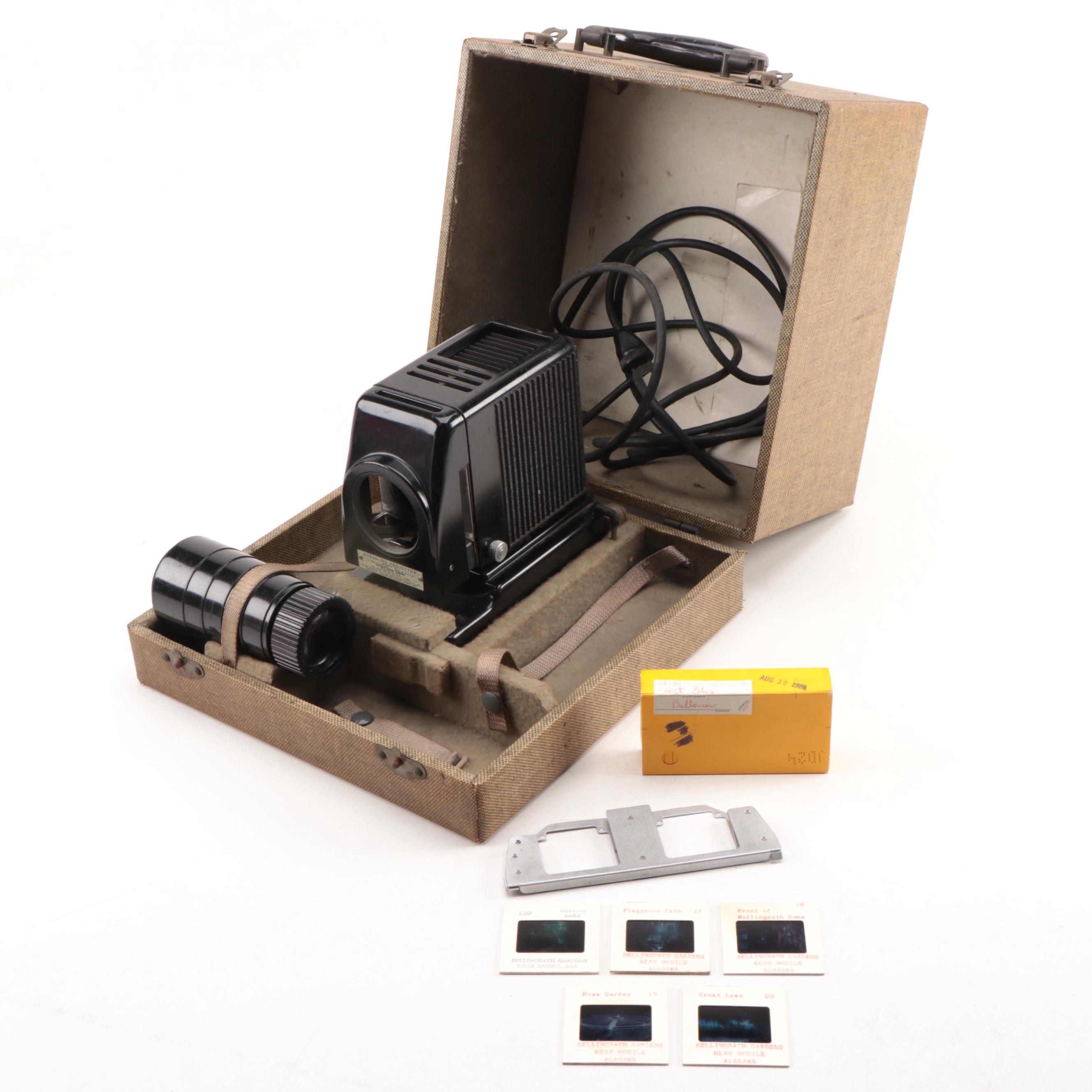 Kodak Kodaslide Model 2A Projector with Case and Bellingrath Gardens Slides