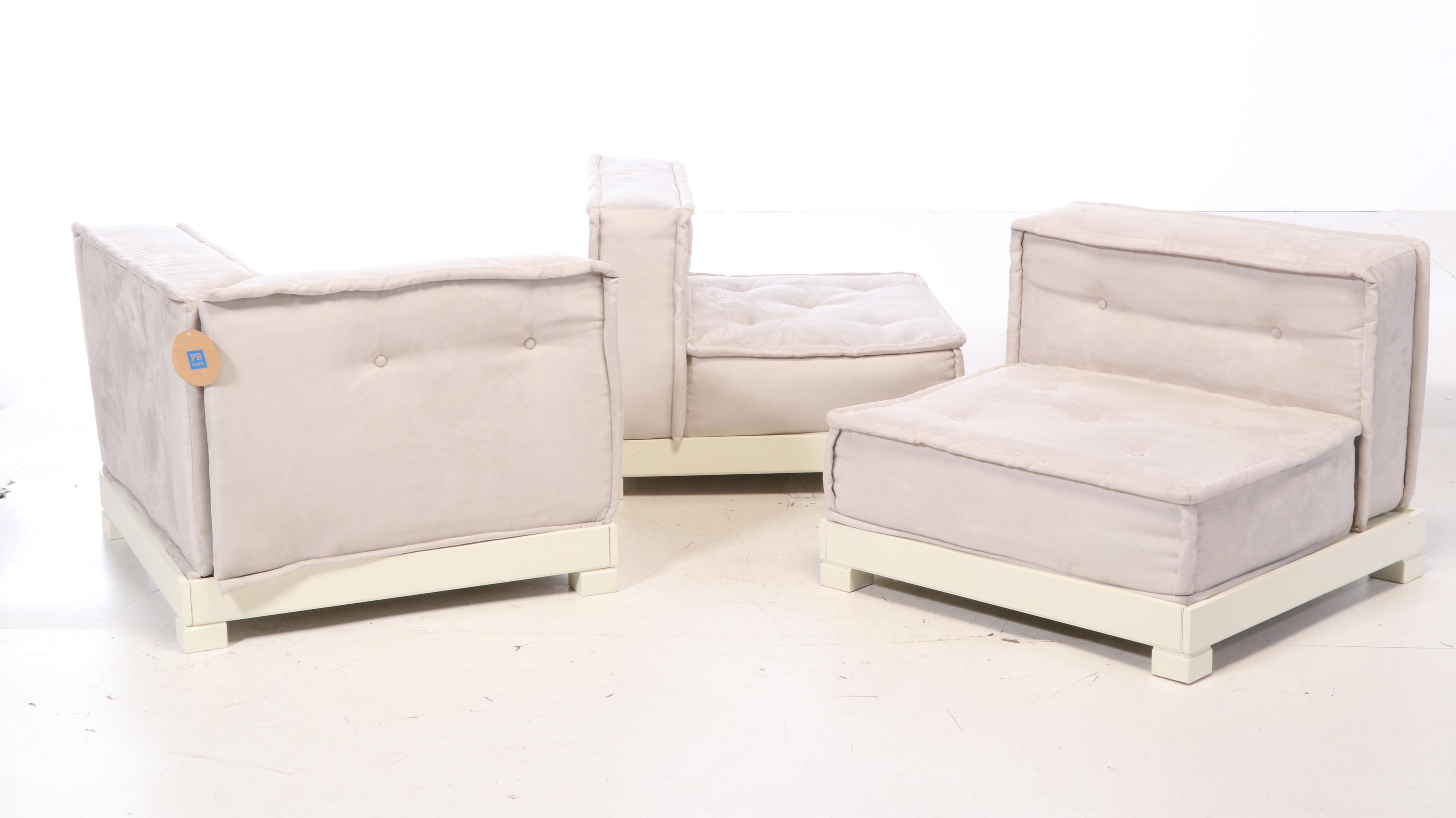 Pottery Barn Teen "Cushy Lounge" Three-Piece Upholstered Sectional Sofa