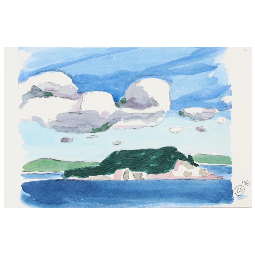 Robert Herrmann Landscape Study Watercolor Painting, 1996