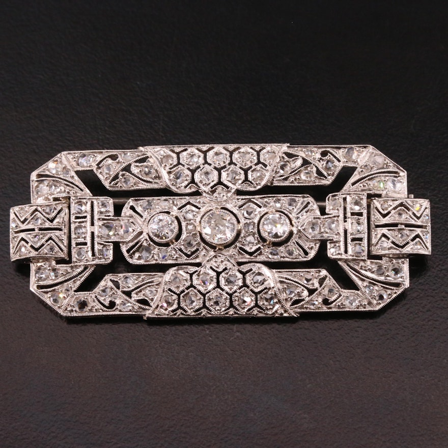 Art Deco Platinum Diamond Brooch