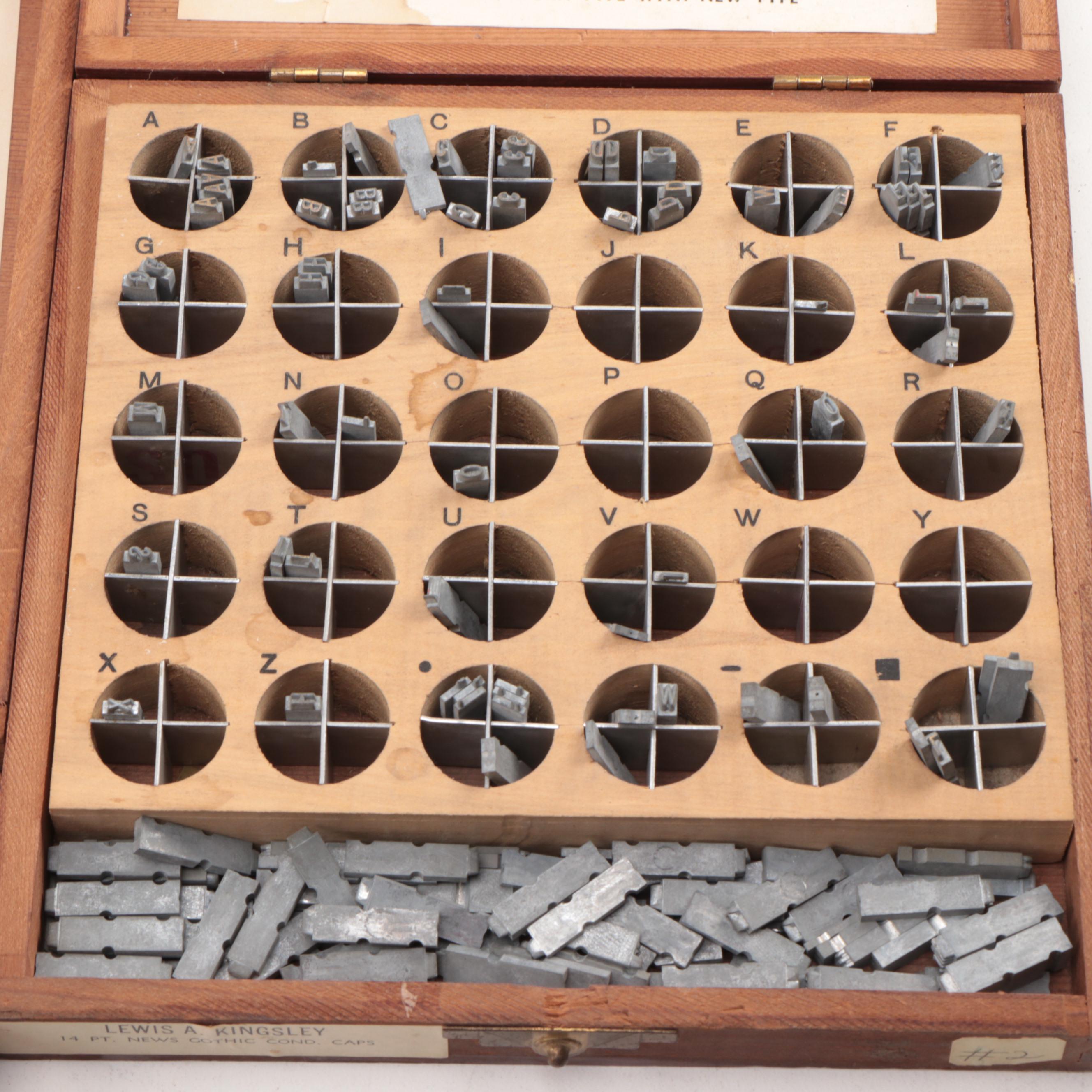 Kingsley 18pt, 14pt, and Garamond Hot Stamp Letterpress Type Collection