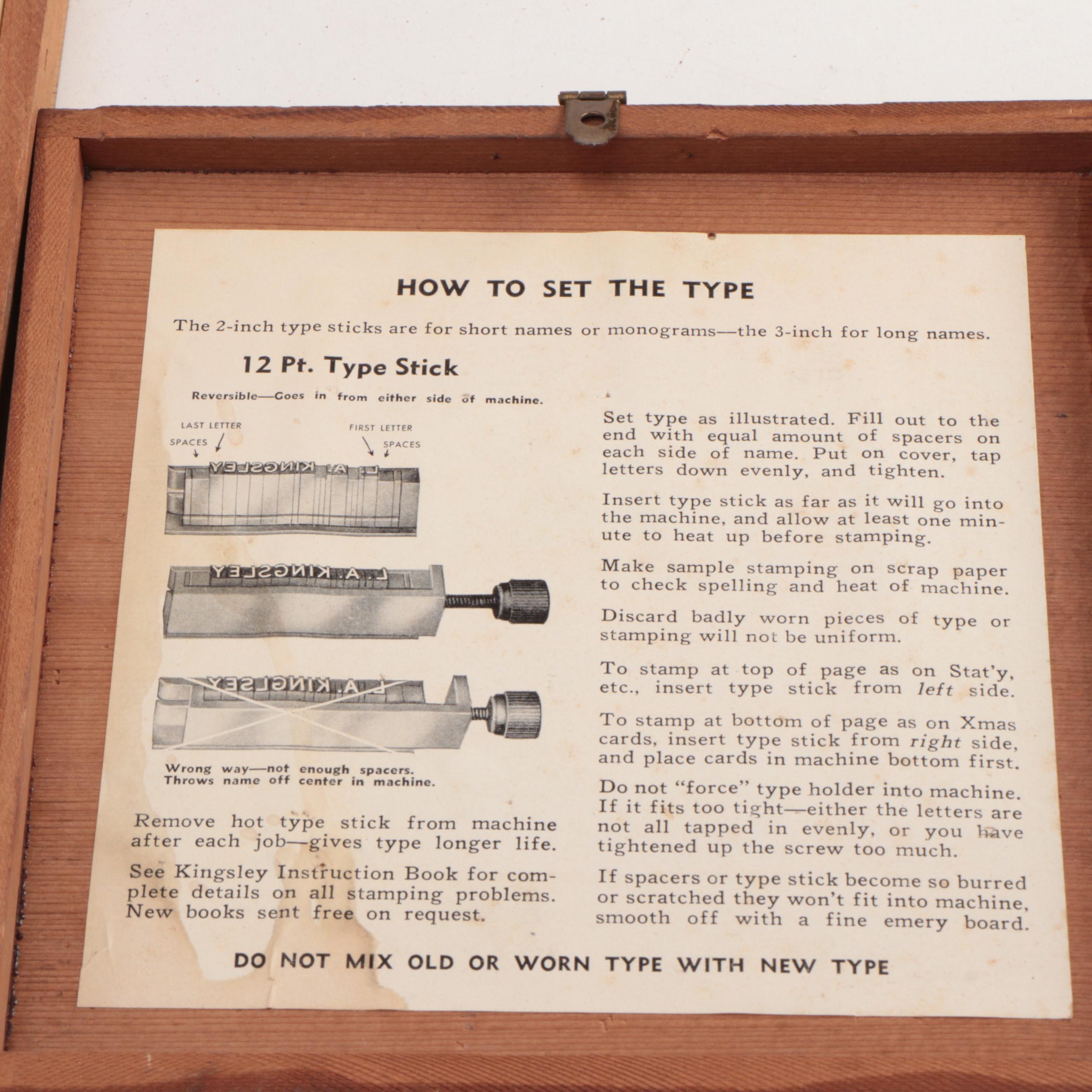 Kingsley 18pt, 14pt, and Garamond Hot Stamp Letterpress Type Collection