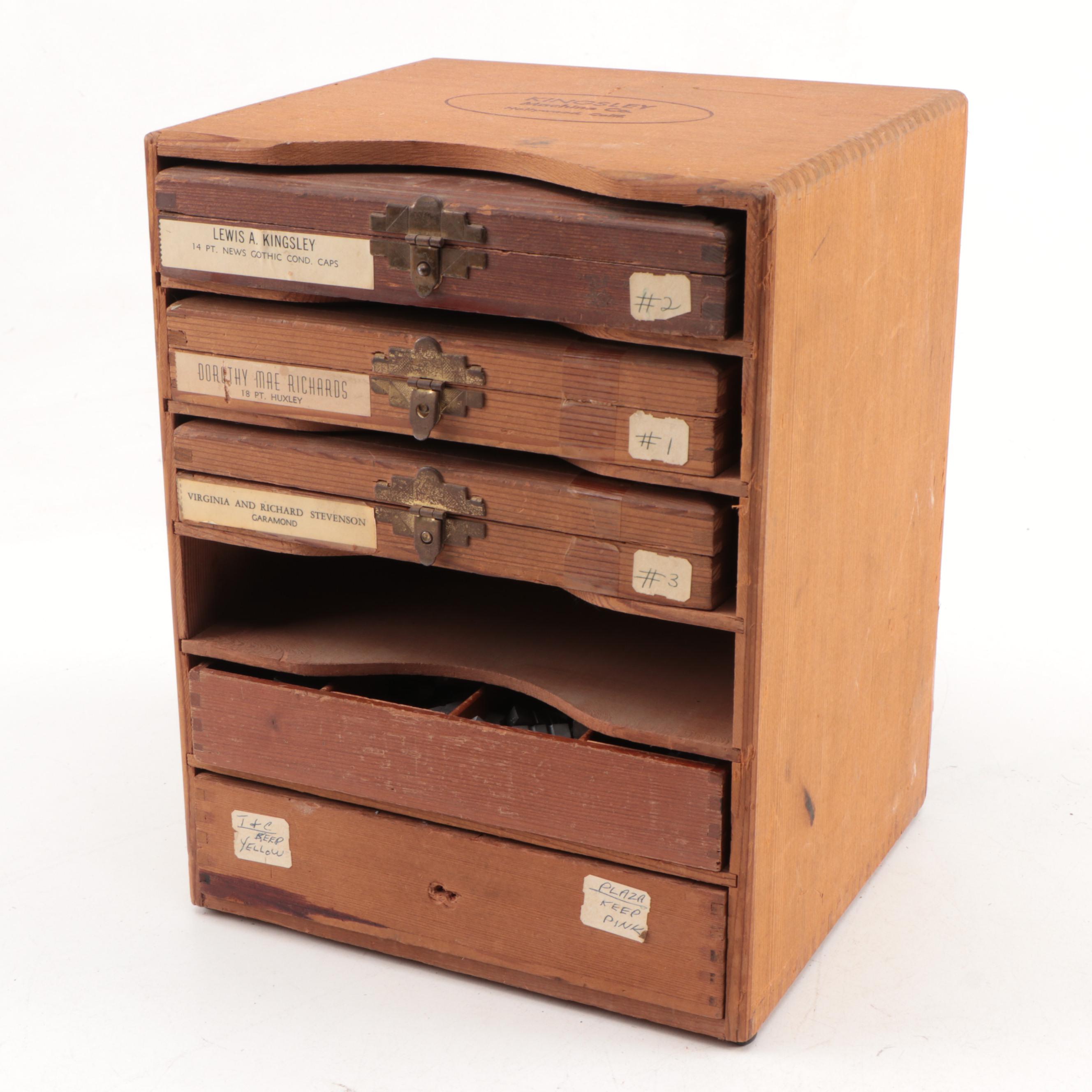 Kingsley 18pt, 14pt, and Garamond Hot Stamp Letterpress Type Collection