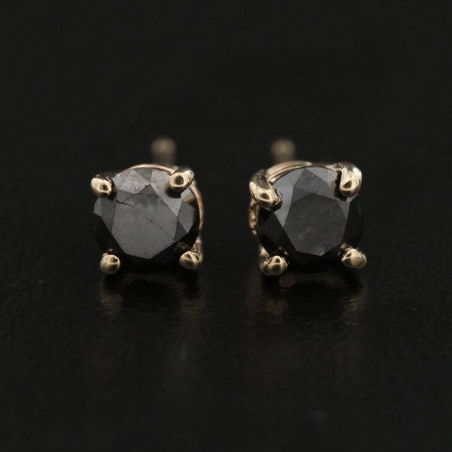 14K 0.78 CTW Black Diamond Stud Earrings
