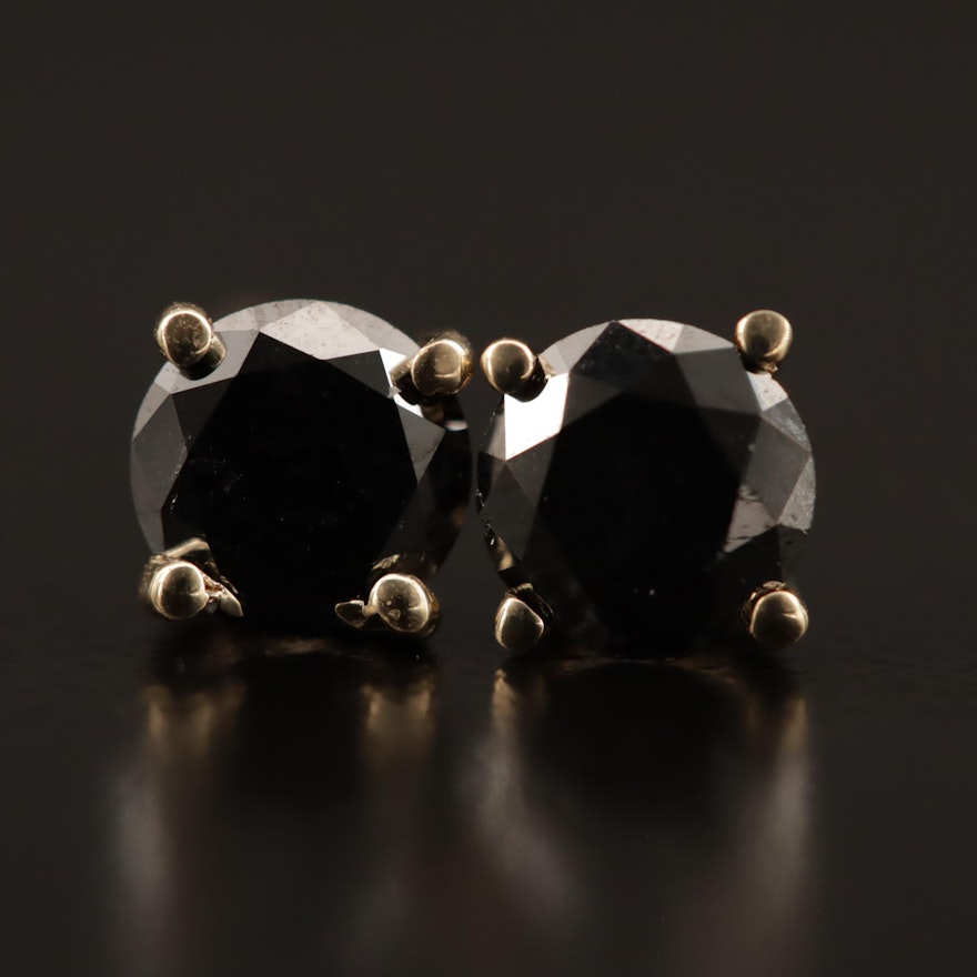 14K 1.00 CTW Black Diamond Stud Earrings