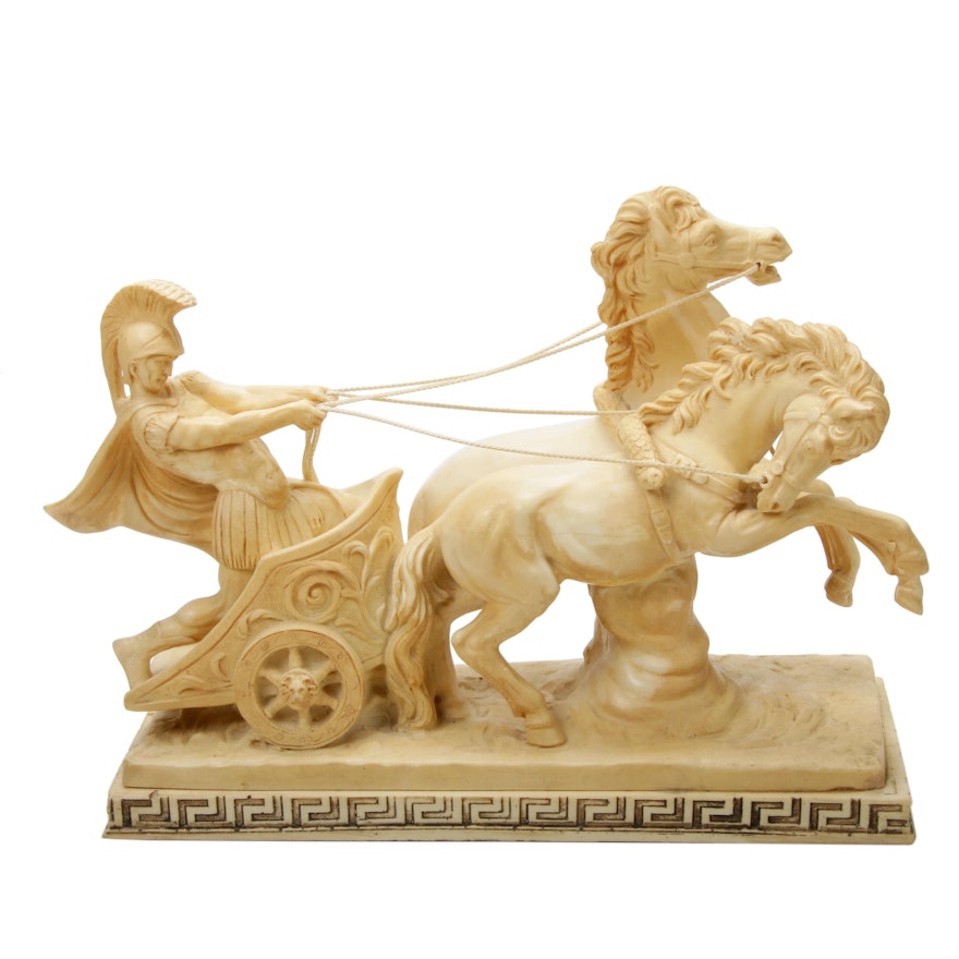 A. Santini Resin Sculpture of Roman Chariot