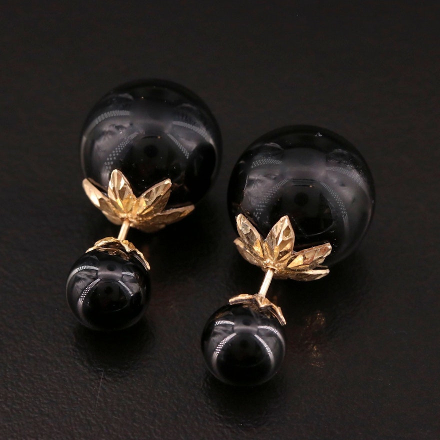 14K Black Onyx Stud Earrings