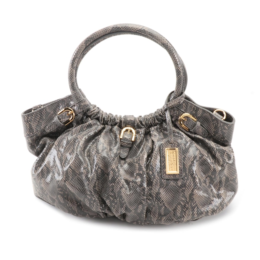Badgley Mischka American Glamour Python Effect Embossed Leather Shoulder Bag