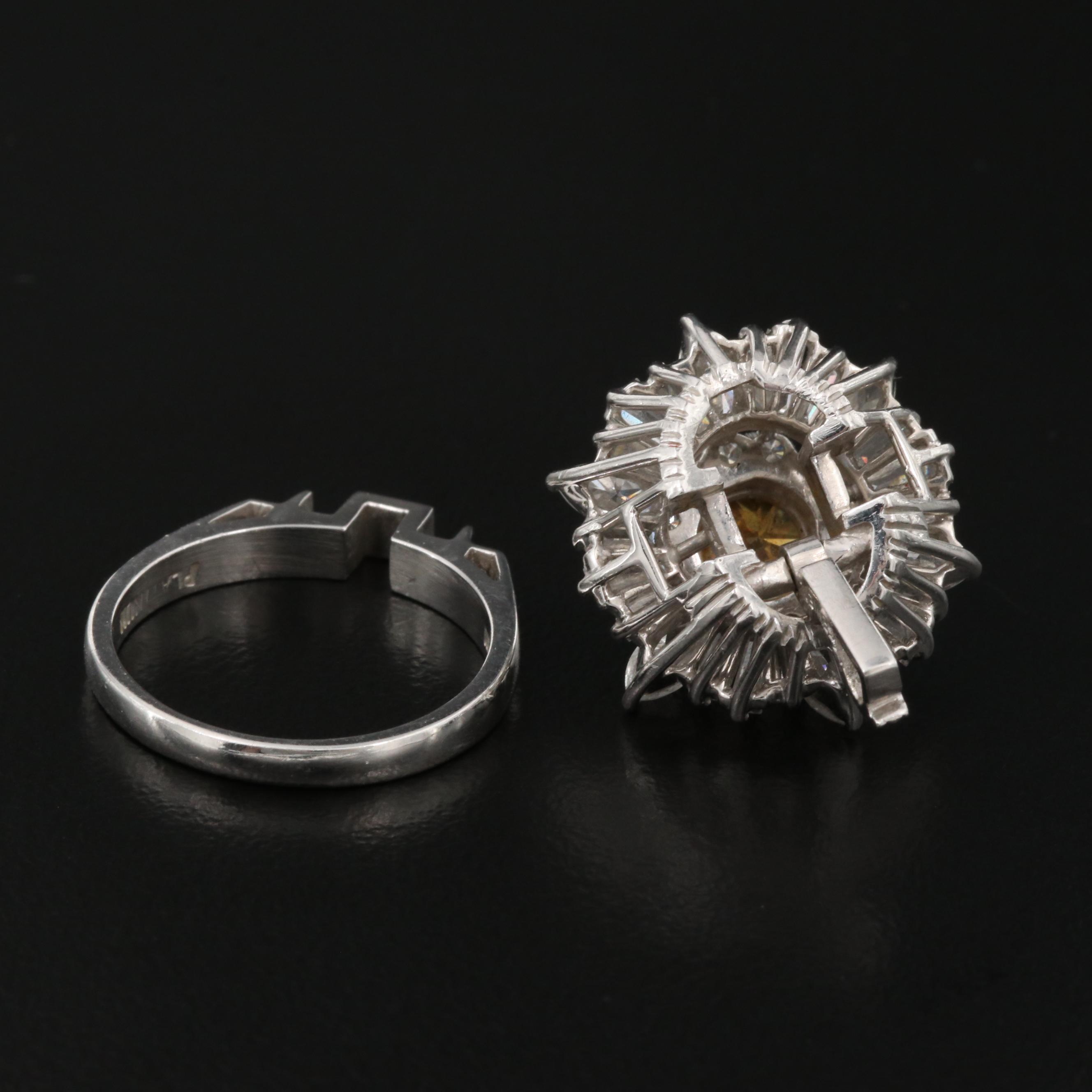 1970s Ring-Dant Platinum and 14K 3.08 CTW Diamond Convertible Ring