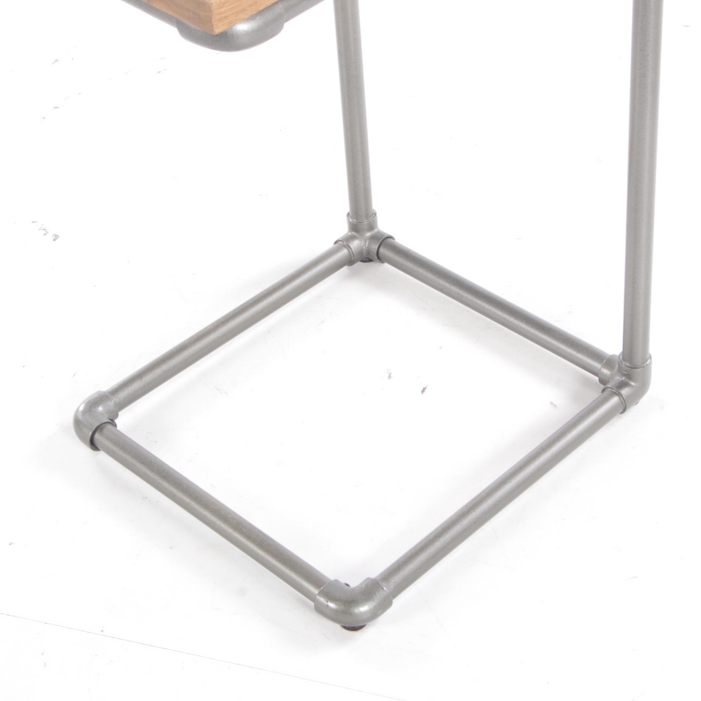 West Elm Mangowood and Steel Pipe Side Table