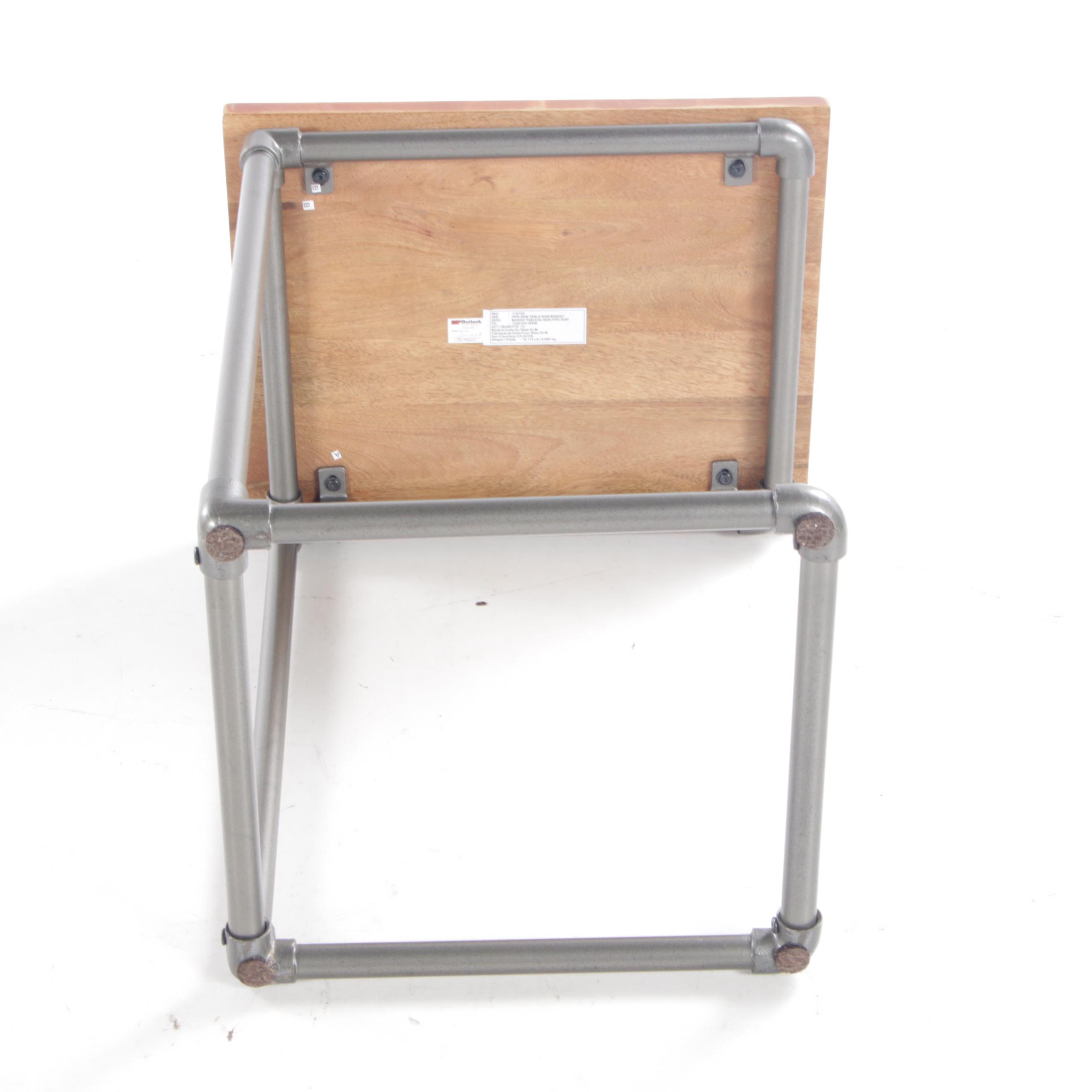 West Elm Mangowood and Steel Pipe Side Table