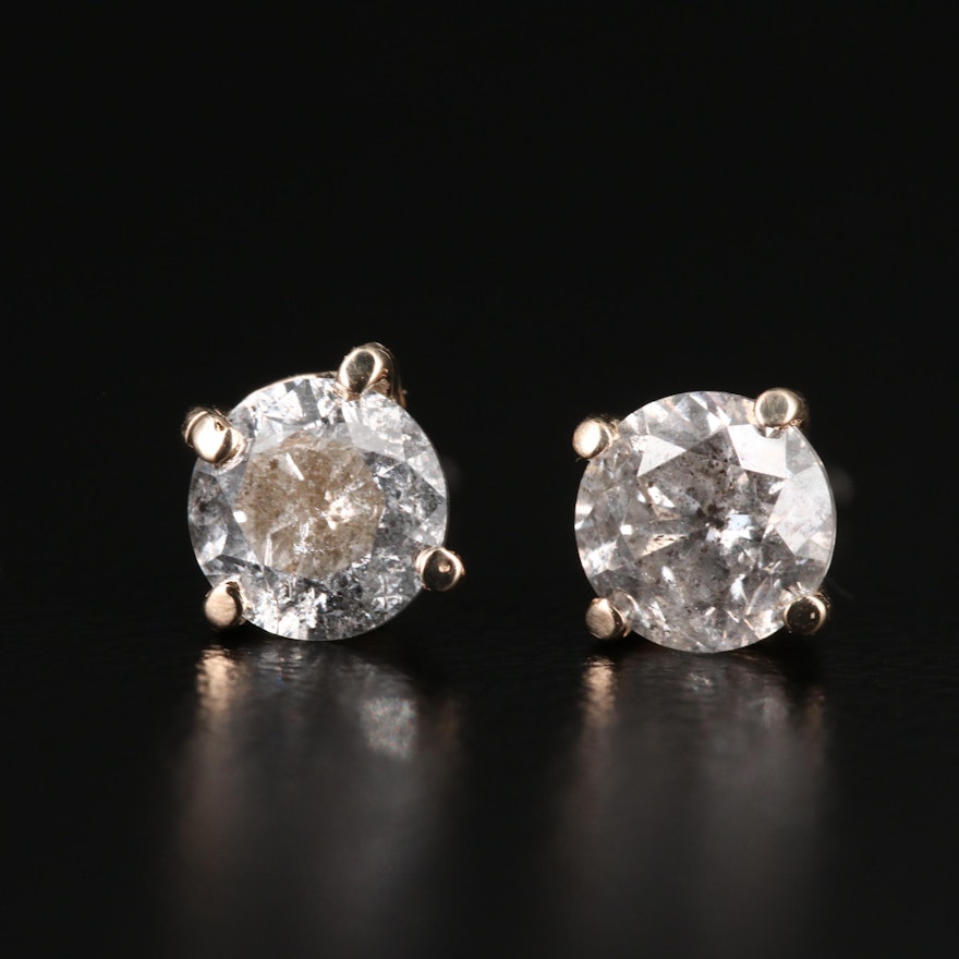 14K Gold 1.30 CTW Diamond Stud Earrings