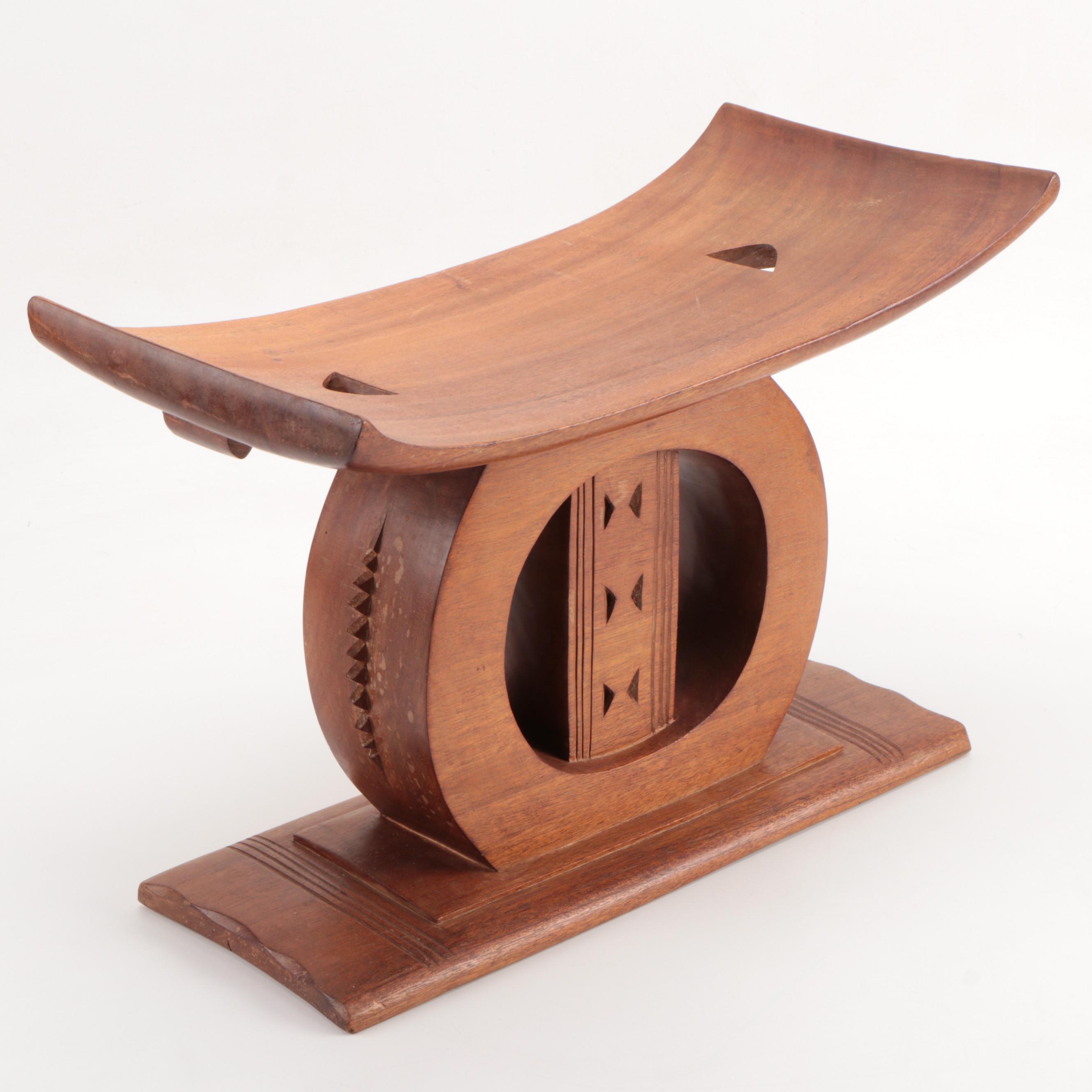 Ashanti Hand Carved Wood Tribal Stool