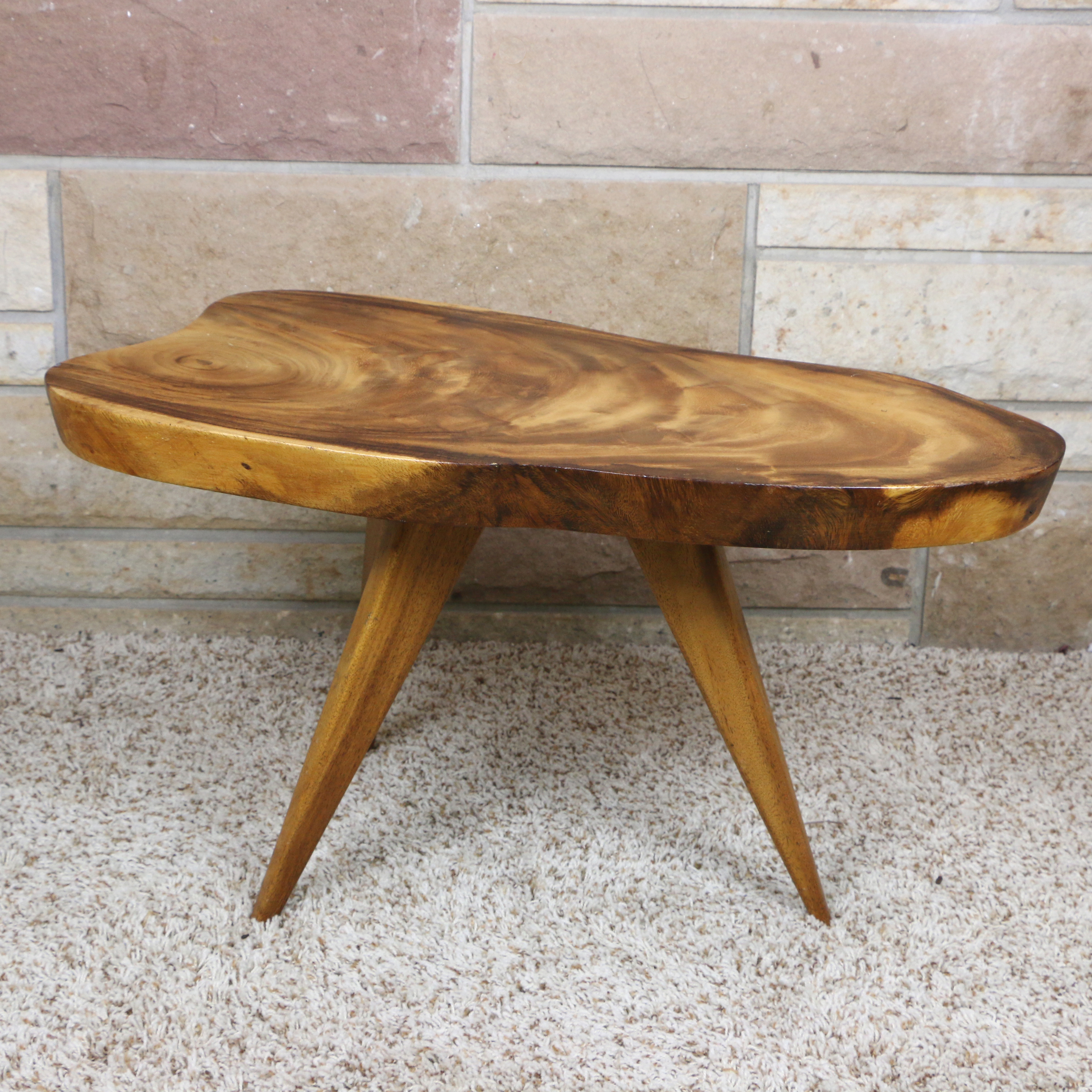 Handmade Modernist Tripod Slab Accent Table