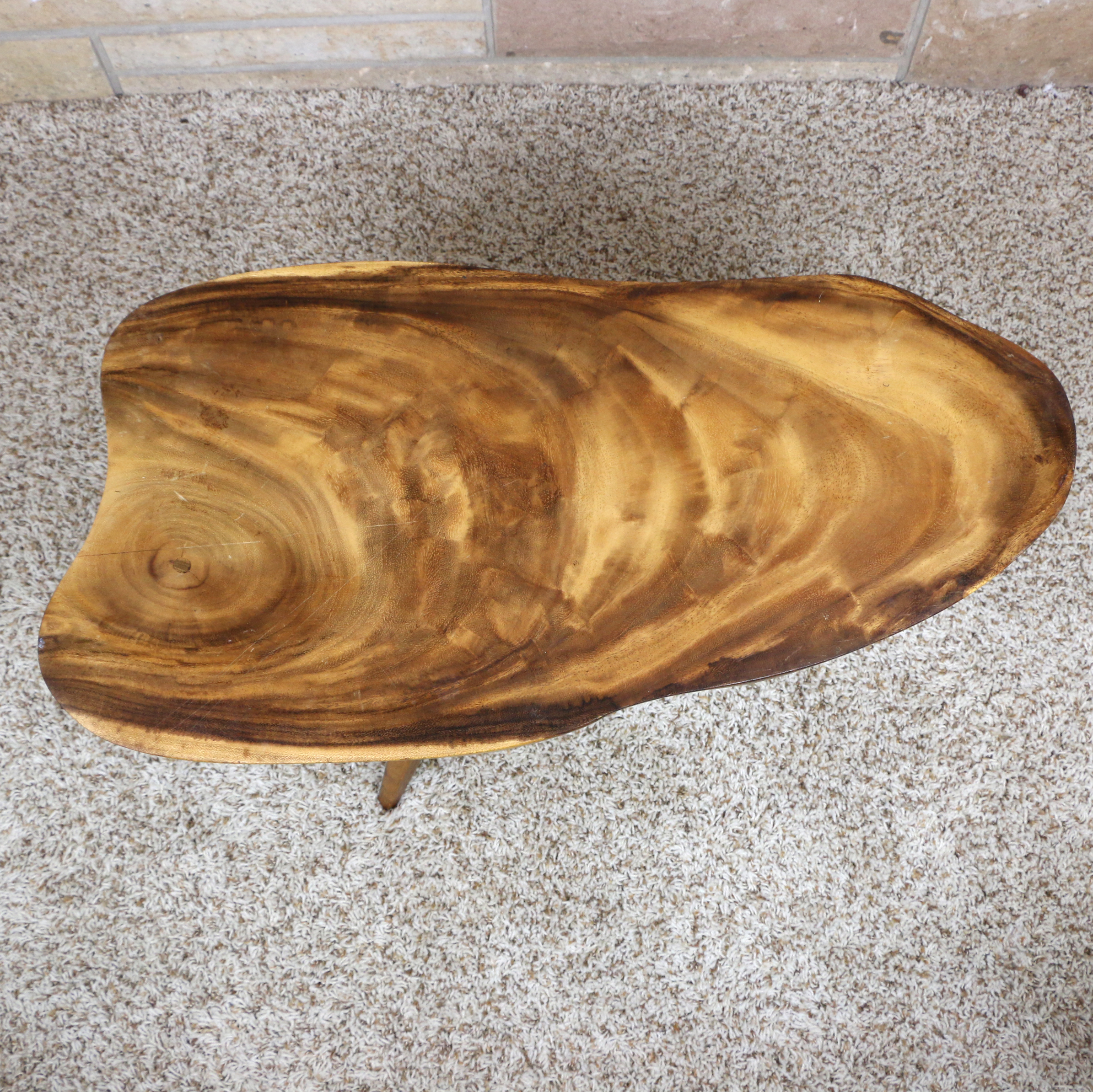 Handmade Modernist Tripod Slab Accent Table