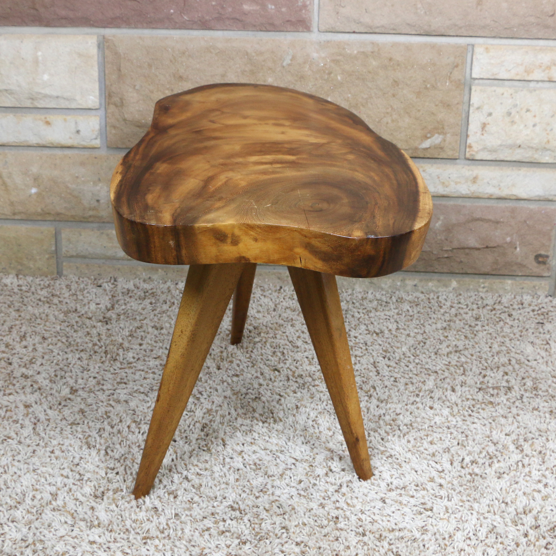 Handmade Modernist Tripod Slab Accent Table