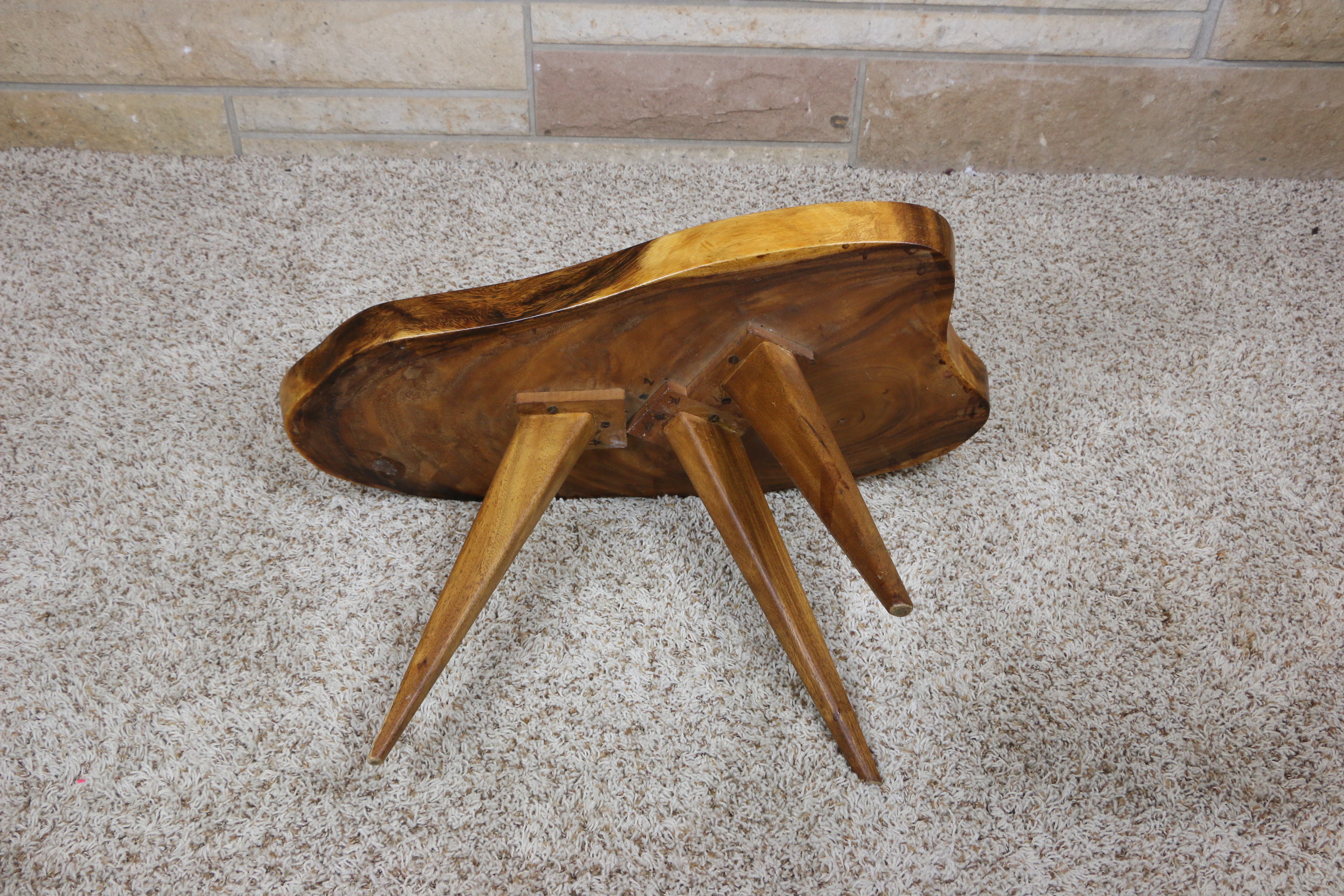 Handmade Modernist Tripod Slab Accent Table