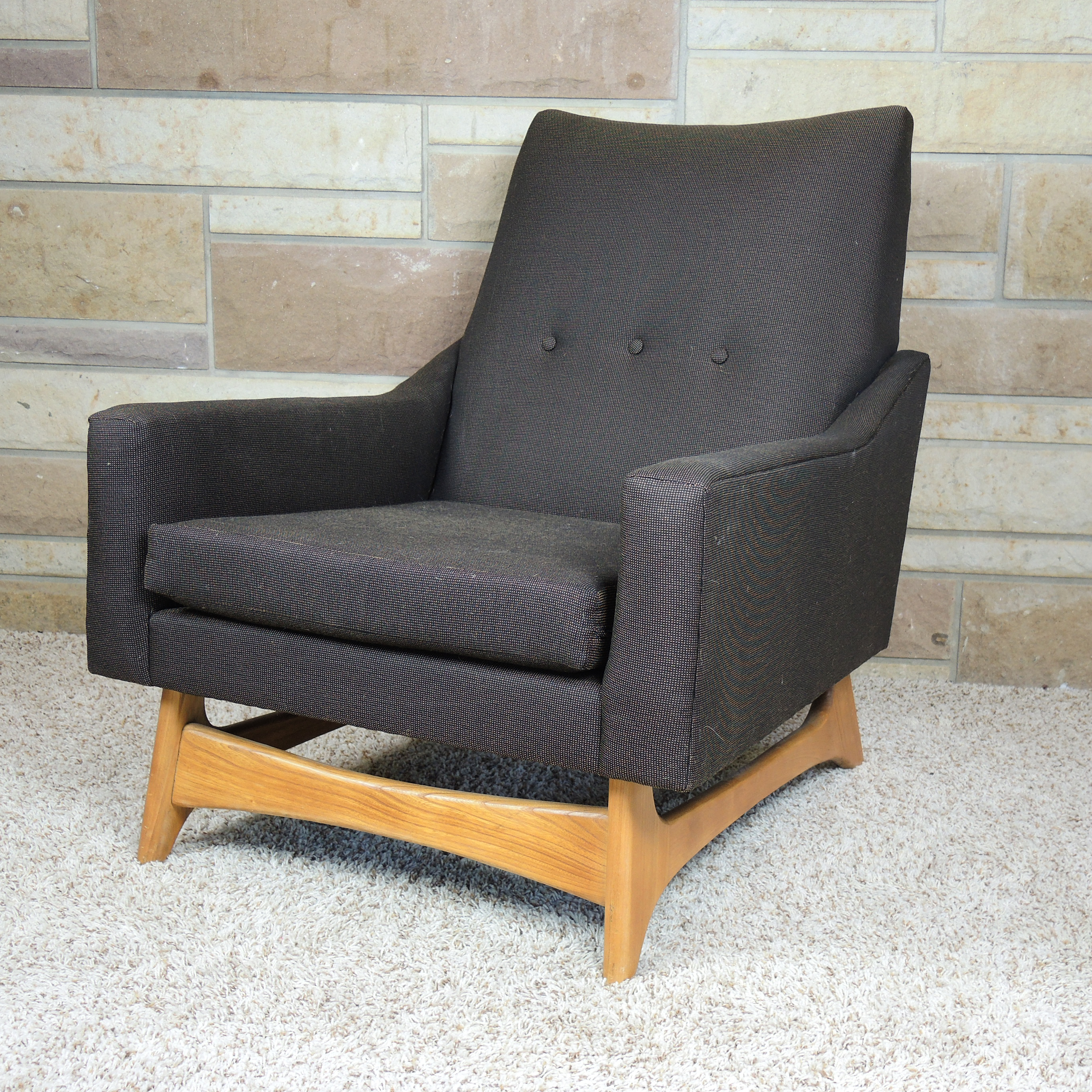 Kroehler Mid Century Modern Upholstered High-Back Armchair