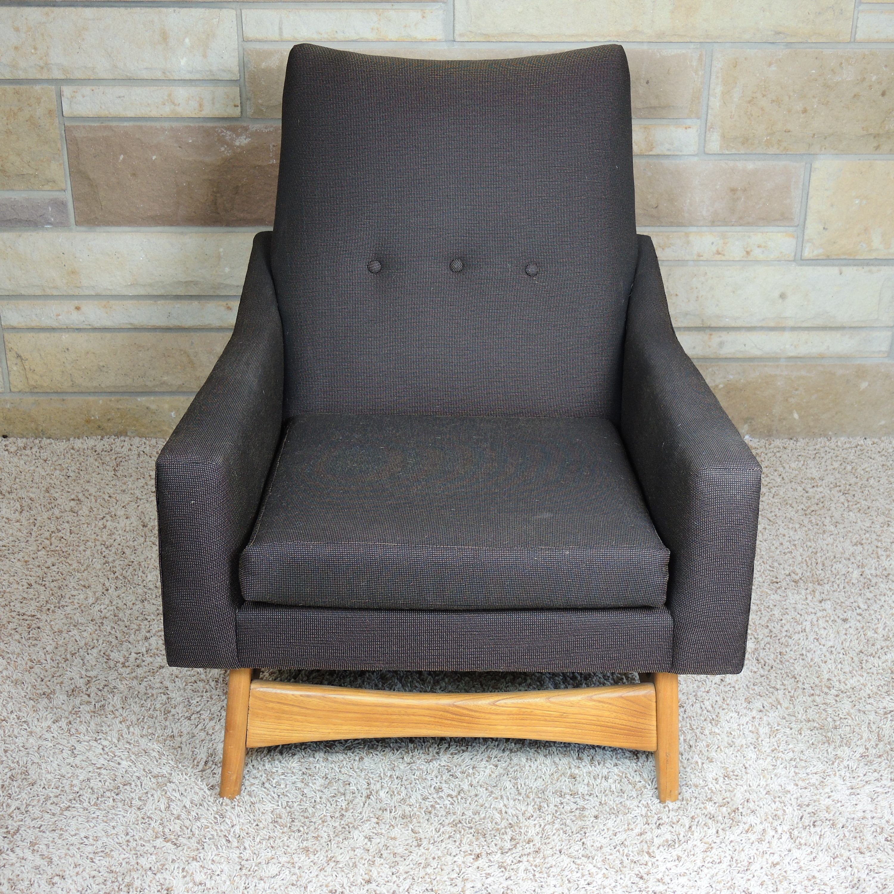 Kroehler Mid Century Modern Upholstered High-Back Armchair